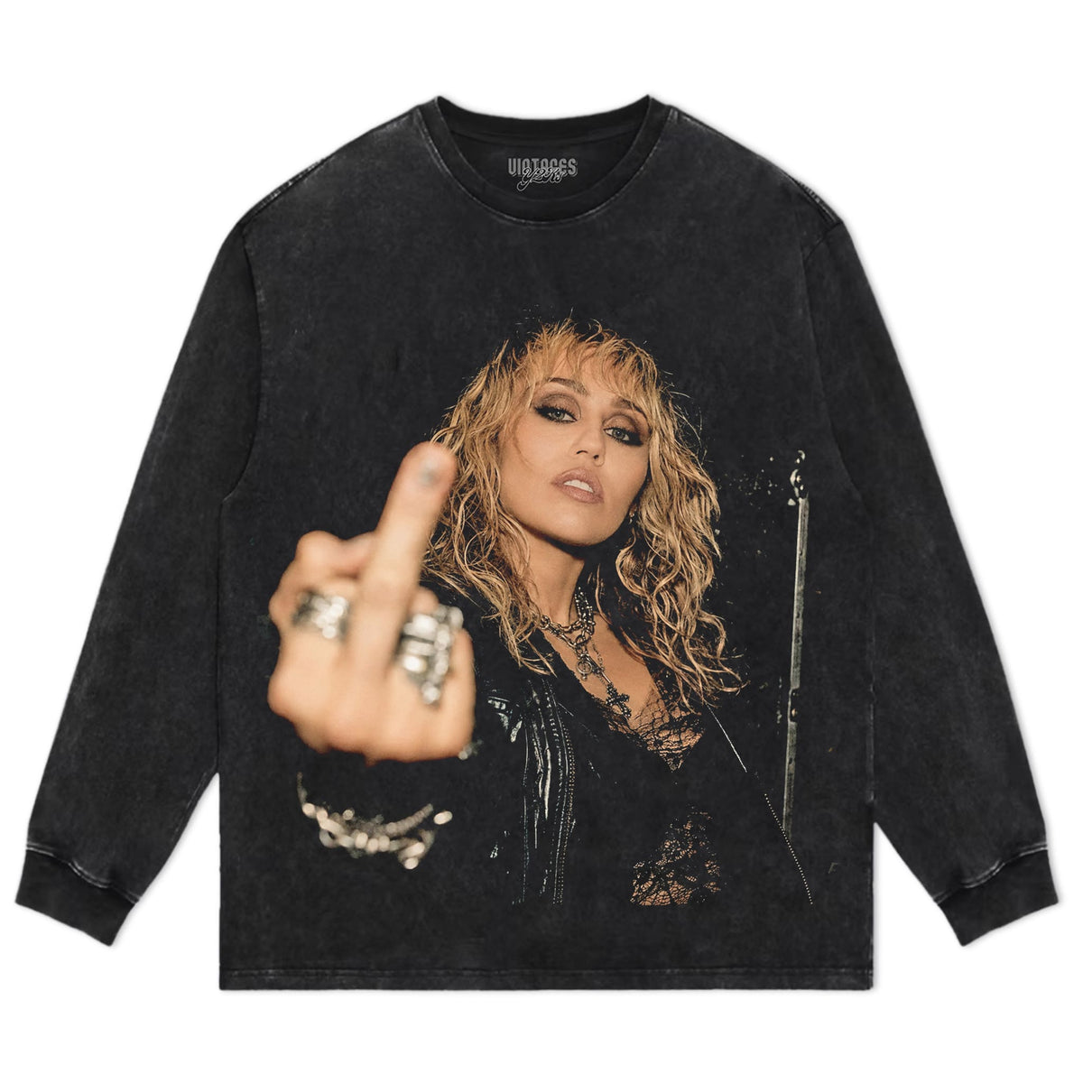 MILEY CYRUS - VINTAGE V5 MIDDLE FINGER TANK TOP & TEE & LONG SLEEVE & LAYERED LS & HOODIE