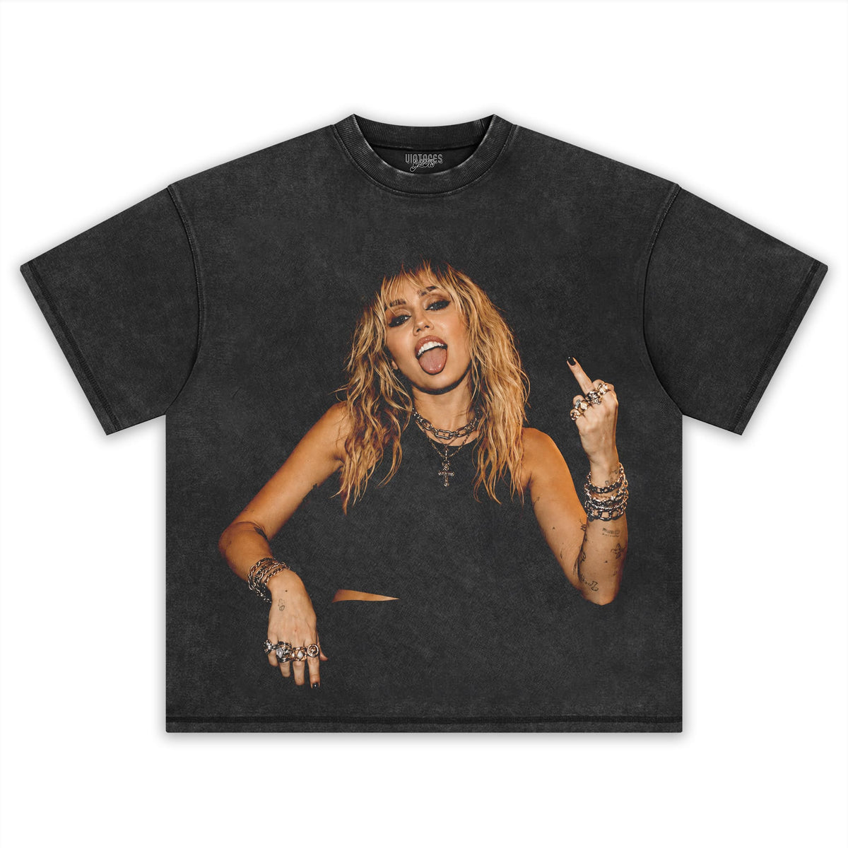 MILEY CYRUS - VINTAGE V6 MIDDLE FINGER TANK TOP & TEE & LONG SLEEVE & LAYERED LS & HOODIE
