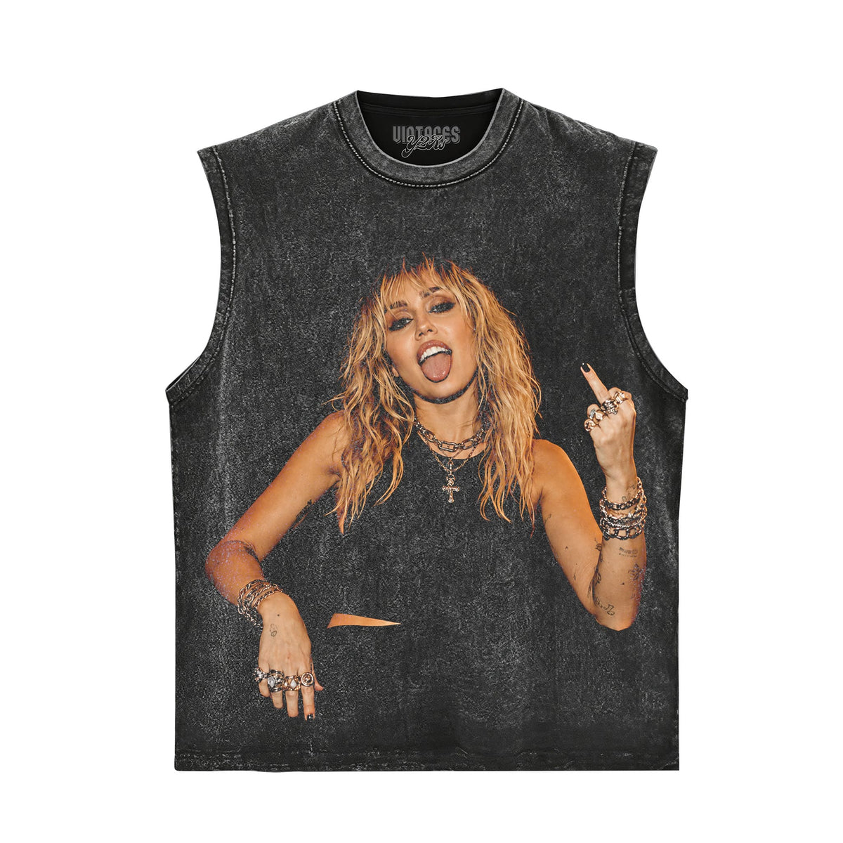 MILEY CYRUS - VINTAGE V6 MIDDLE FINGER TANK TOP & TEE & LONG SLEEVE & LAYERED LS & HOODIE