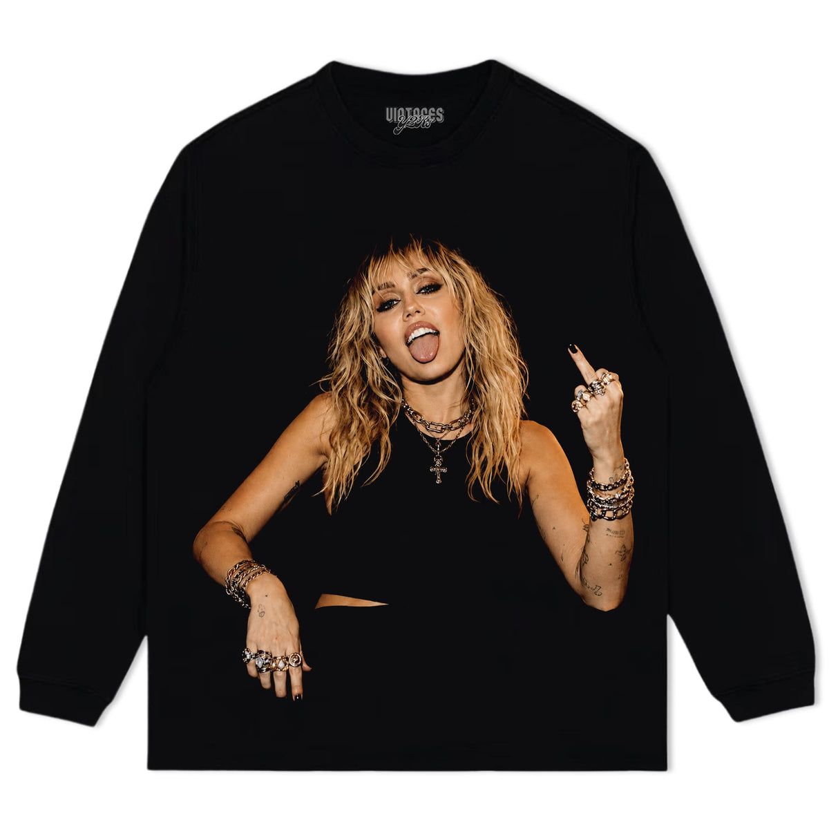 MILEY CYRUS - VINTAGE V6 MIDDLE FINGER TANK TOP & TEE & LONG SLEEVE & LAYERED LS & HOODIE