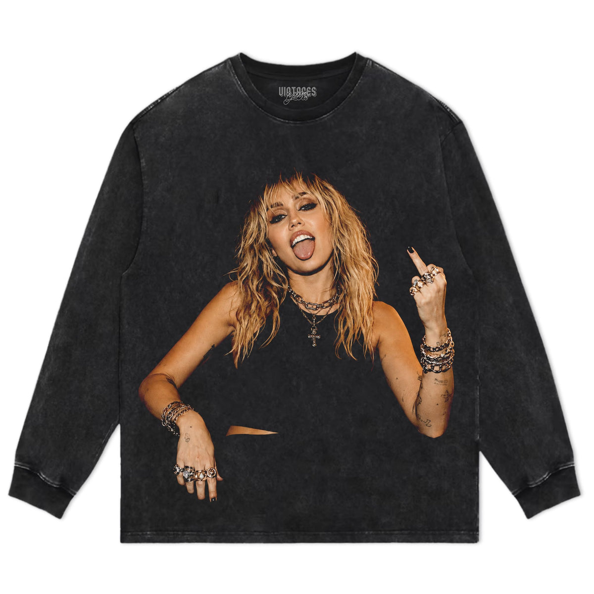 MILEY CYRUS - VINTAGE V6 MIDDLE FINGER TANK TOP & TEE & LONG SLEEVE & LAYERED LS & HOODIE