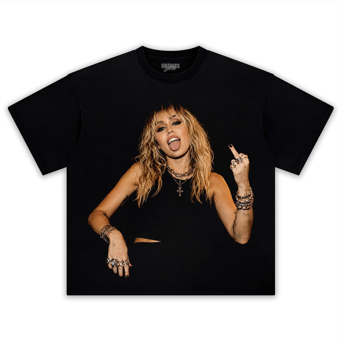 MILEY CYRUS - VINTAGE V6 MIDDLE FINGER TANK TOP & TEE & LONG SLEEVE & LAYERED LS & HOODIE