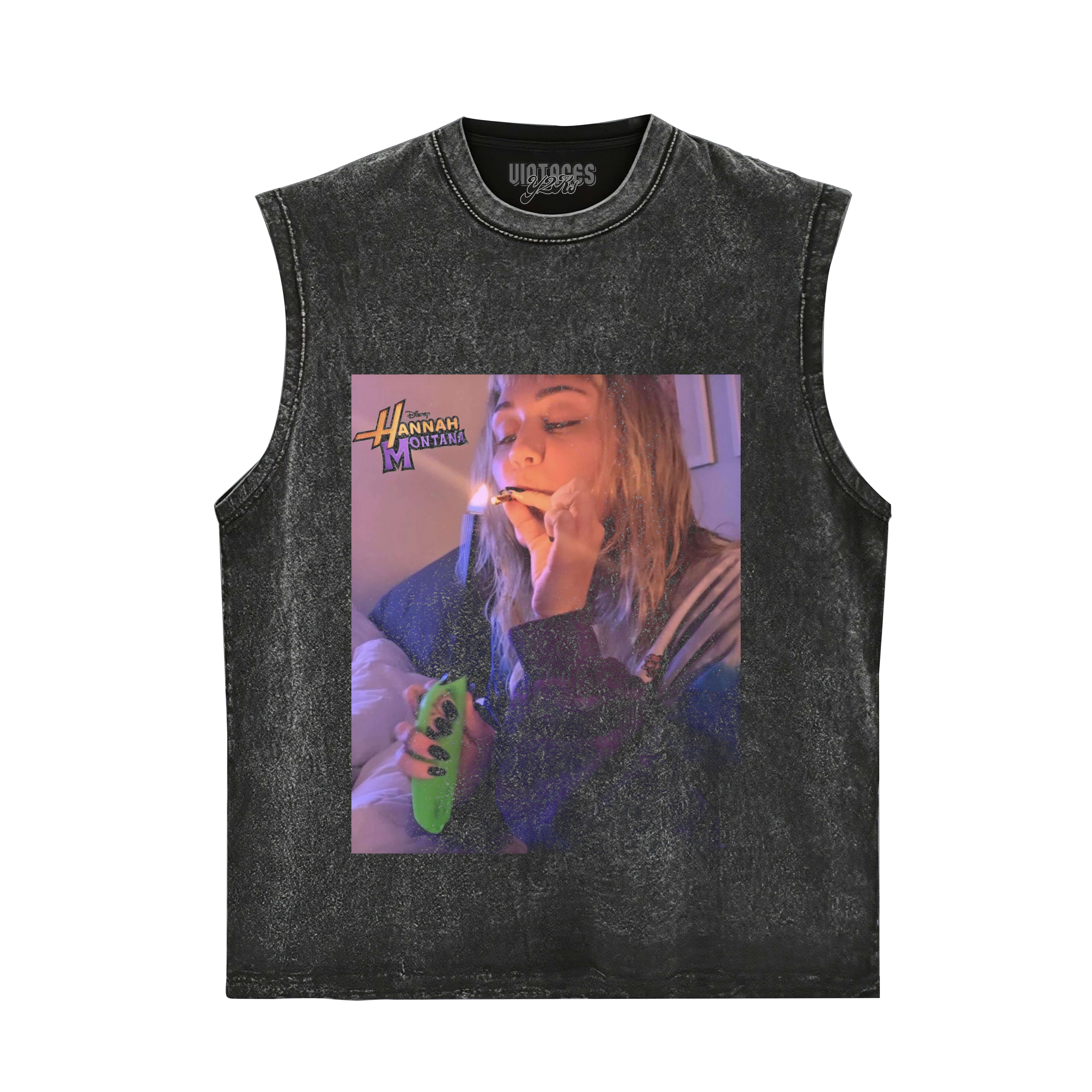 MILEY CYRUS HANNAH MONTANA FUNNY SMOKING V3 TANK TOP