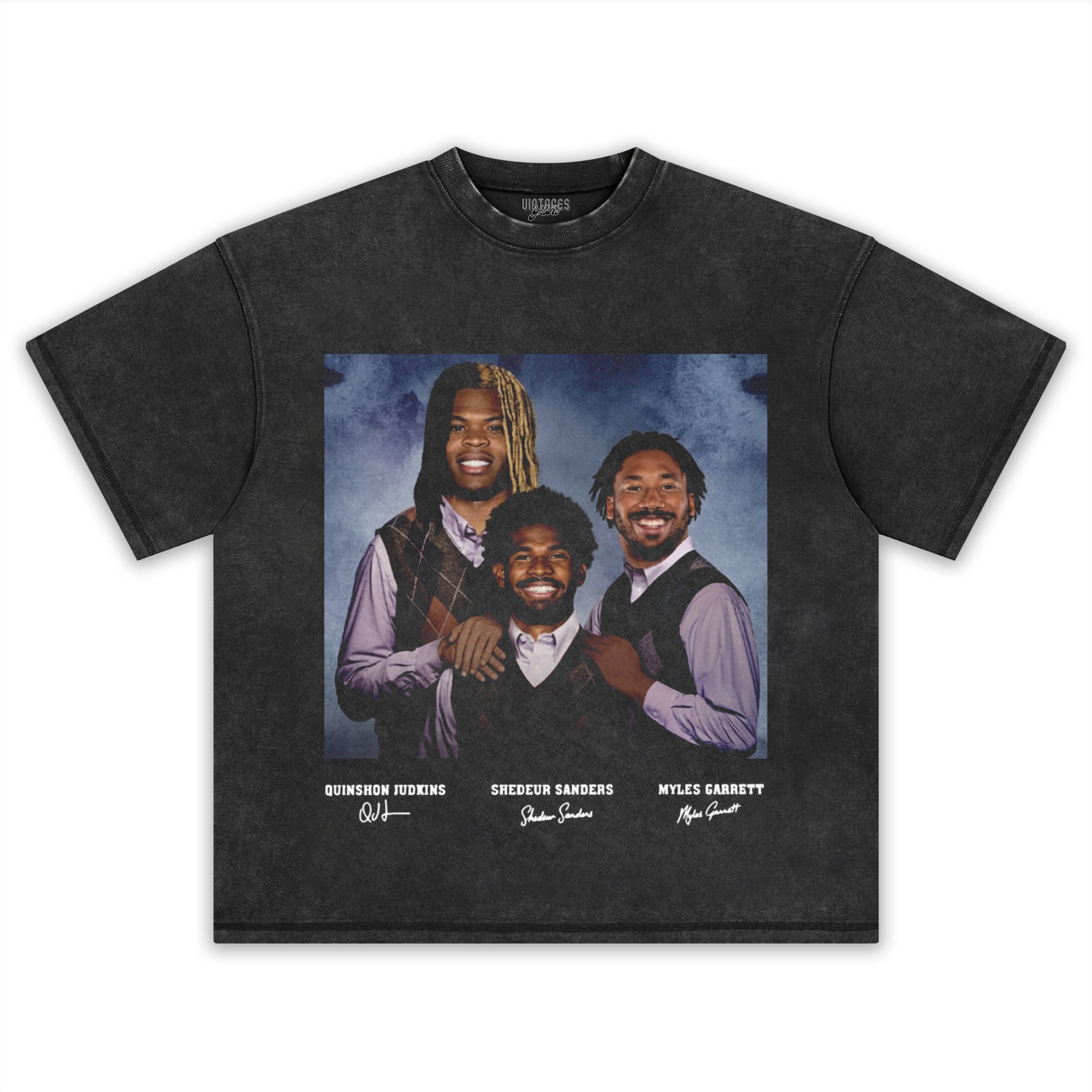 MYLES GARRETT & SHEDEUR SANDERS & QUINSHON JUDKINS CLEVELAND STEP BROTHERS TEE & LS & HOODIE