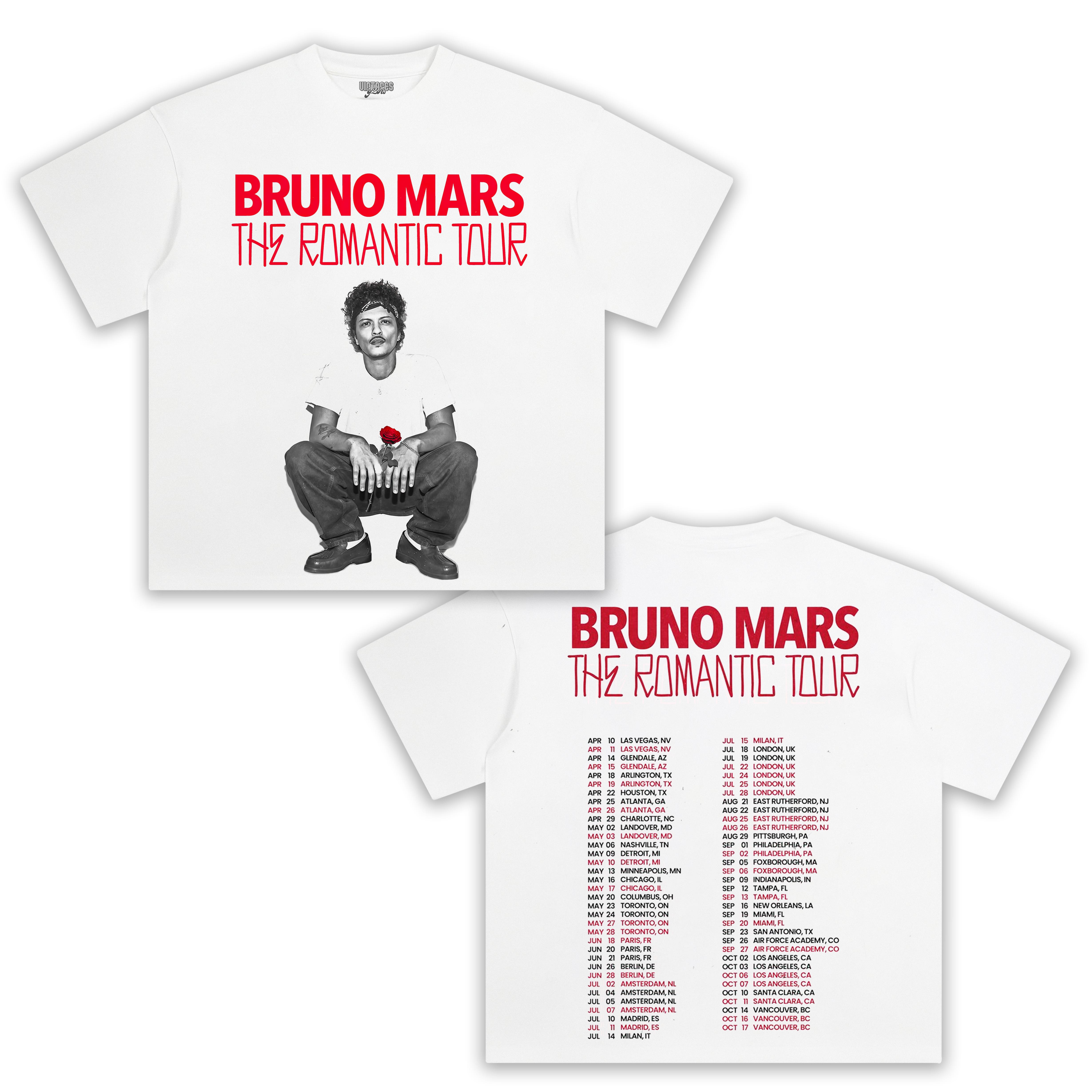 NEW SHOWS ADDED - BRUNO MARS & THE ROMANTIC ROSE V2 TEE