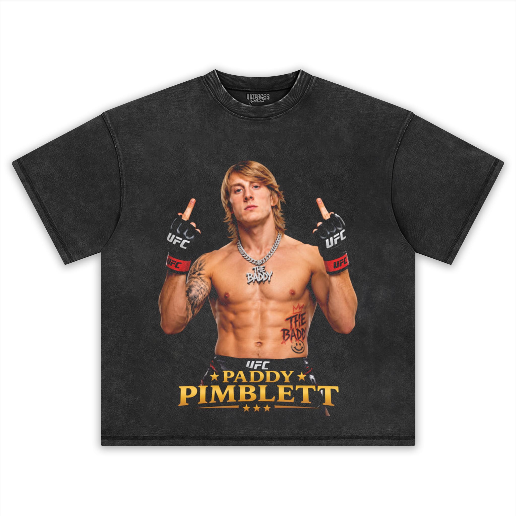PADDY PIMBLETT FLIPPING THE BIRD VINTAGE CLASSIC TANK TOP & TEE & LONG SLEEVE & LAYERED LS & HOODIE