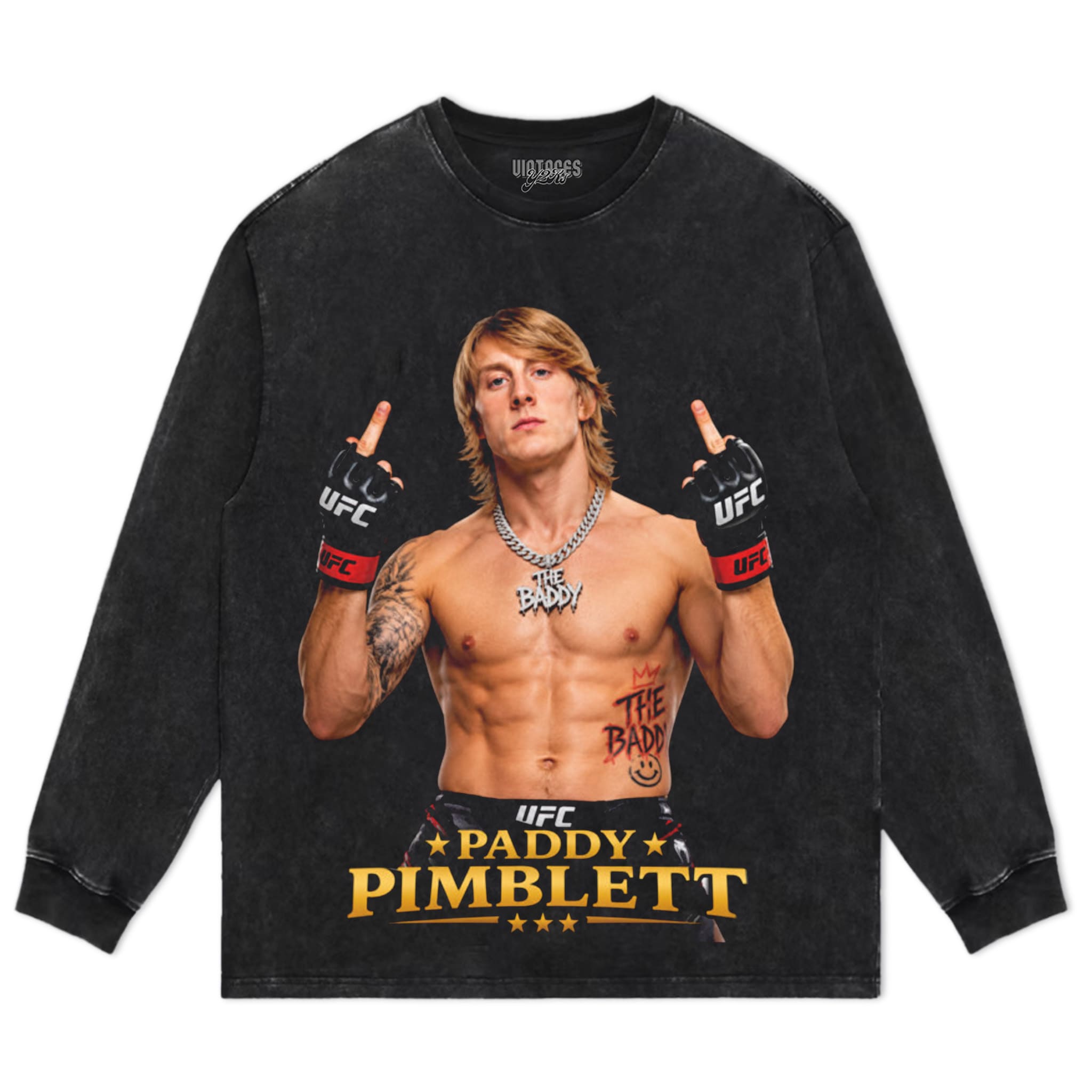 PADDY PIMBLETT FLIPPING THE BIRD VINTAGE CLASSIC TANK TOP & TEE & LONG SLEEVE & LAYERED LS & HOODIE