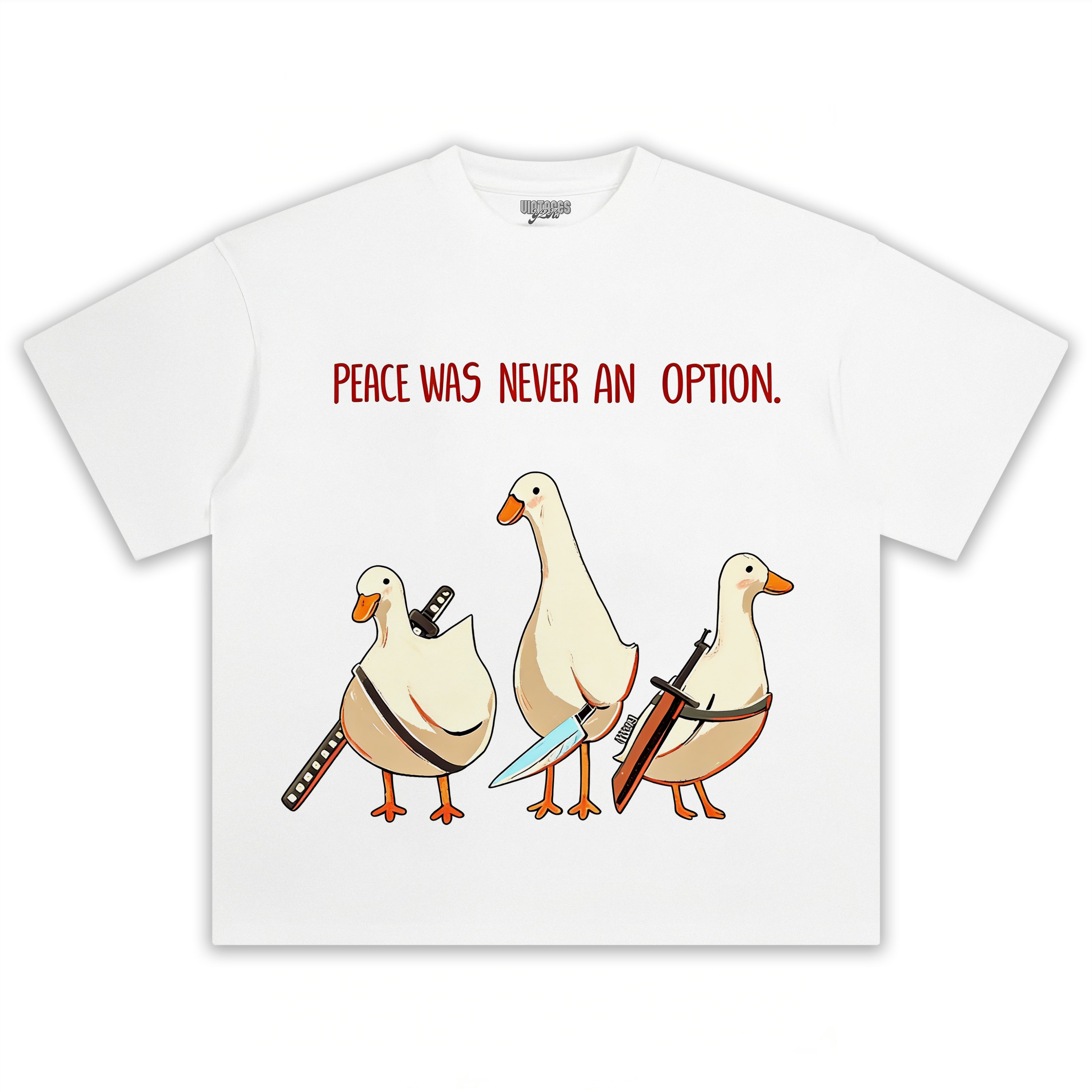 PEACE WAS NEVER AN OPTION GOOSE MEME TEE & LS & HOODIE