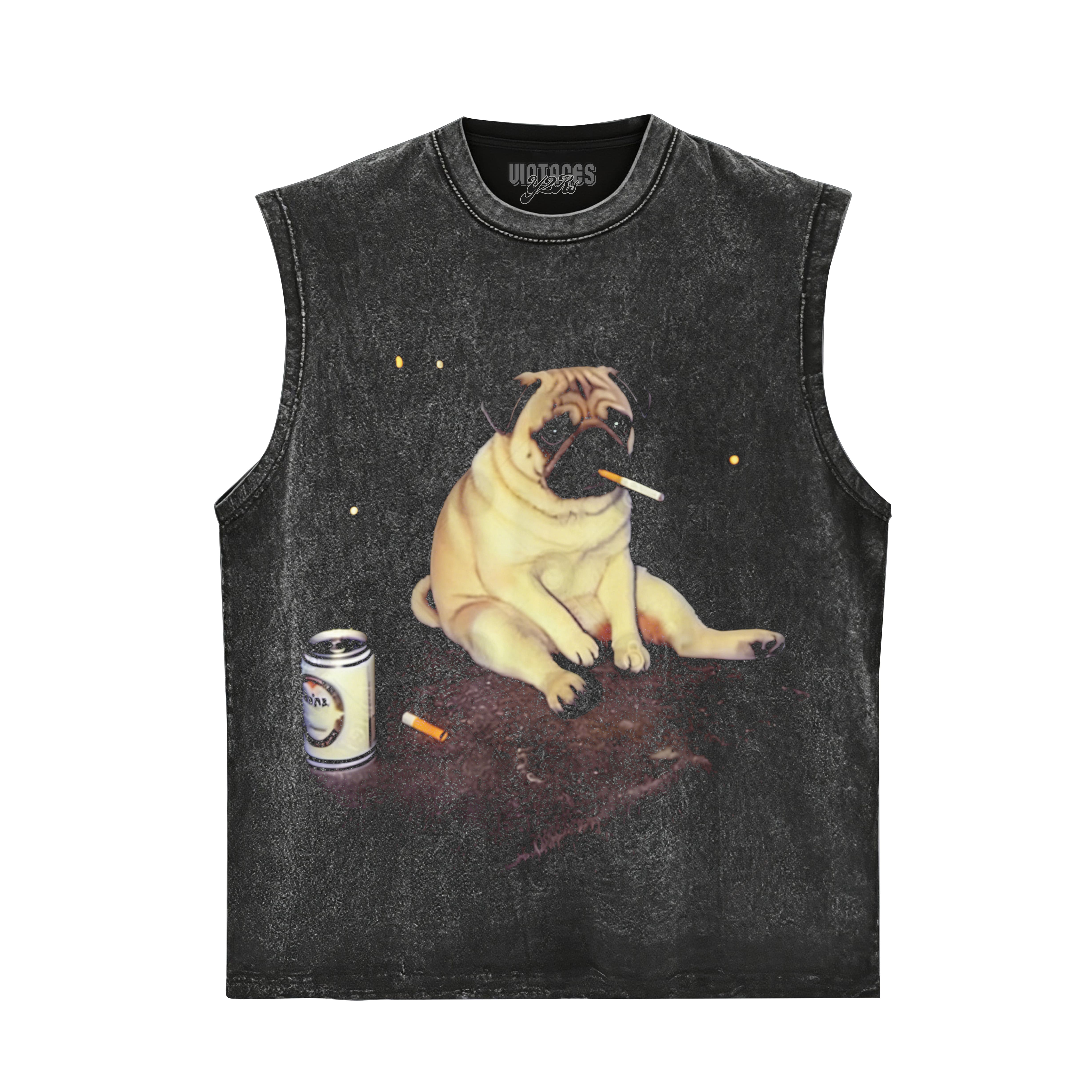 PUG SMOKING DOG LOVERS TANK TOP & TEE & LONG SLEEVE & LAYERED LS & HOODIE