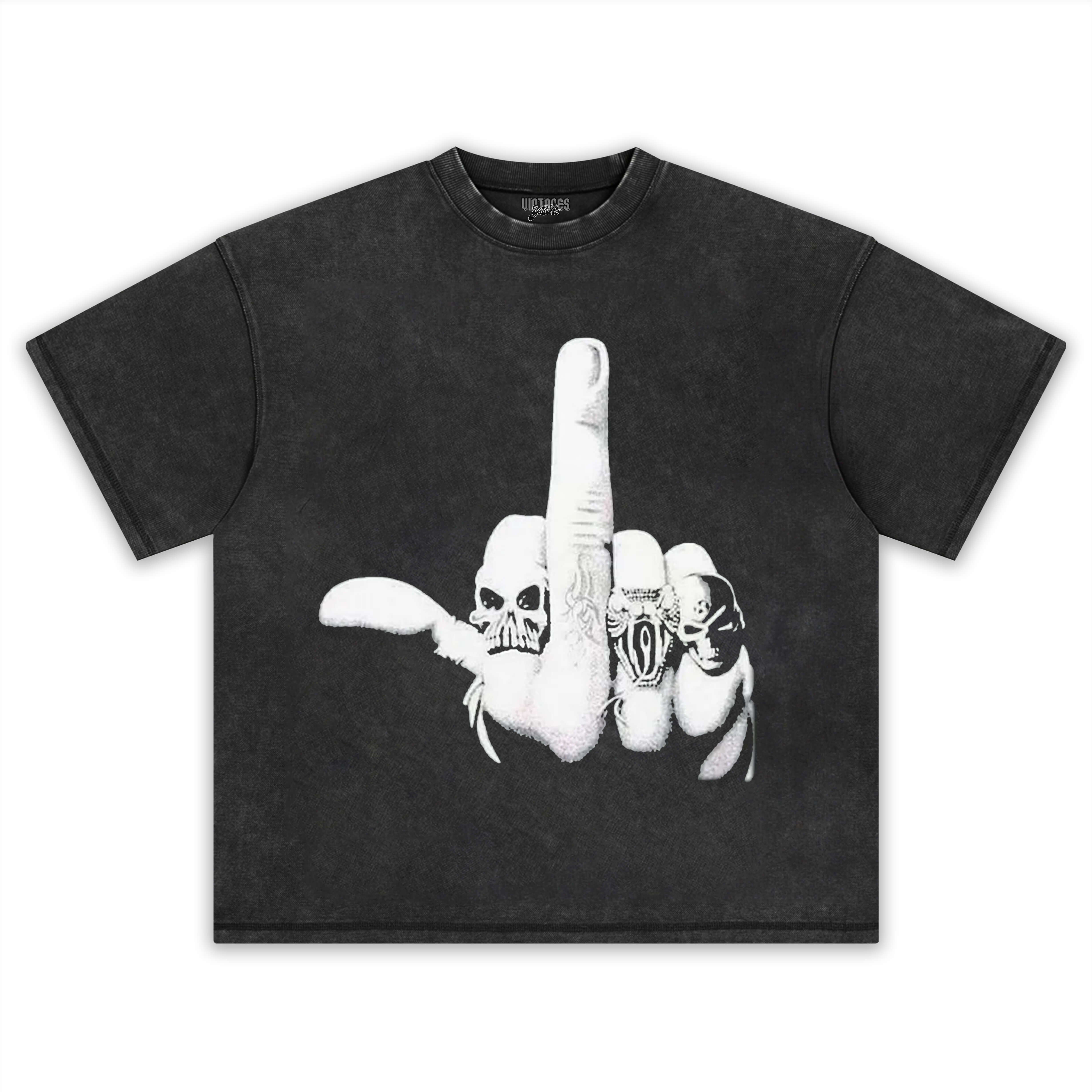 RETRO SKULL WITH MIDDLE FINGER TEE & LS & HOODIE