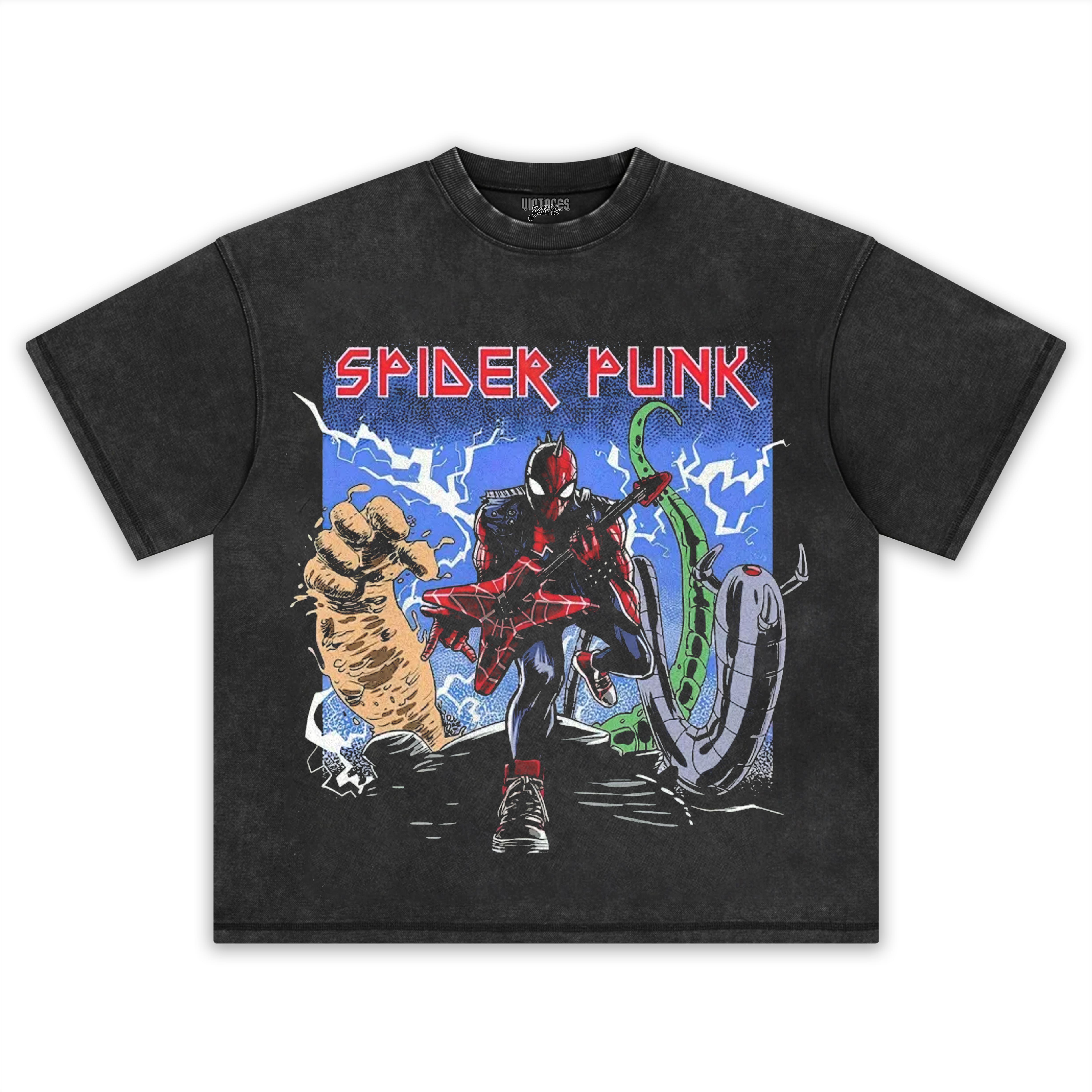 RETRO SPIDER PUNK PUNK-ROCK HERO TEE & LS & HOODIE