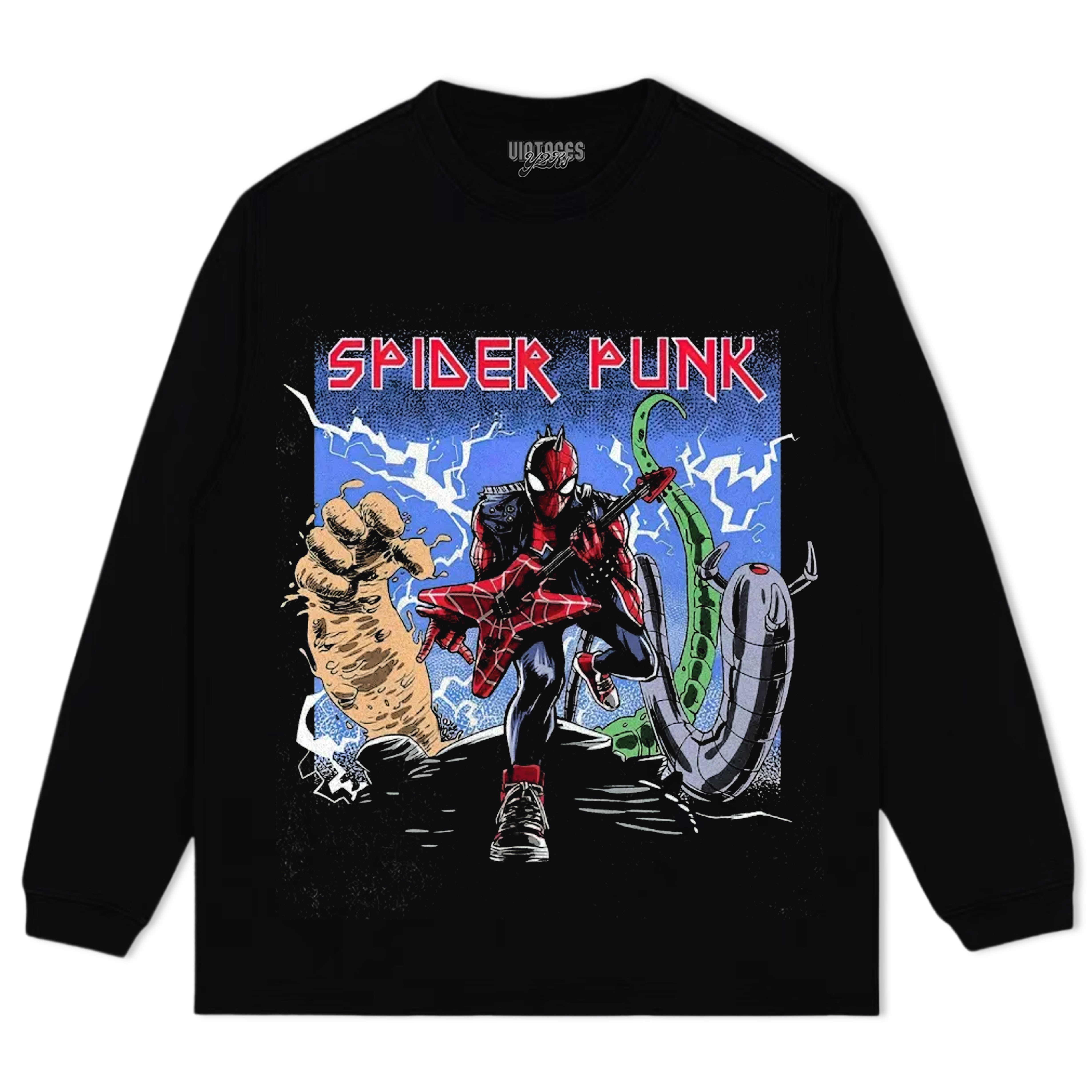 RETRO SPIDER PUNK PUNK-ROCK HERO TEE & LS & HOODIE