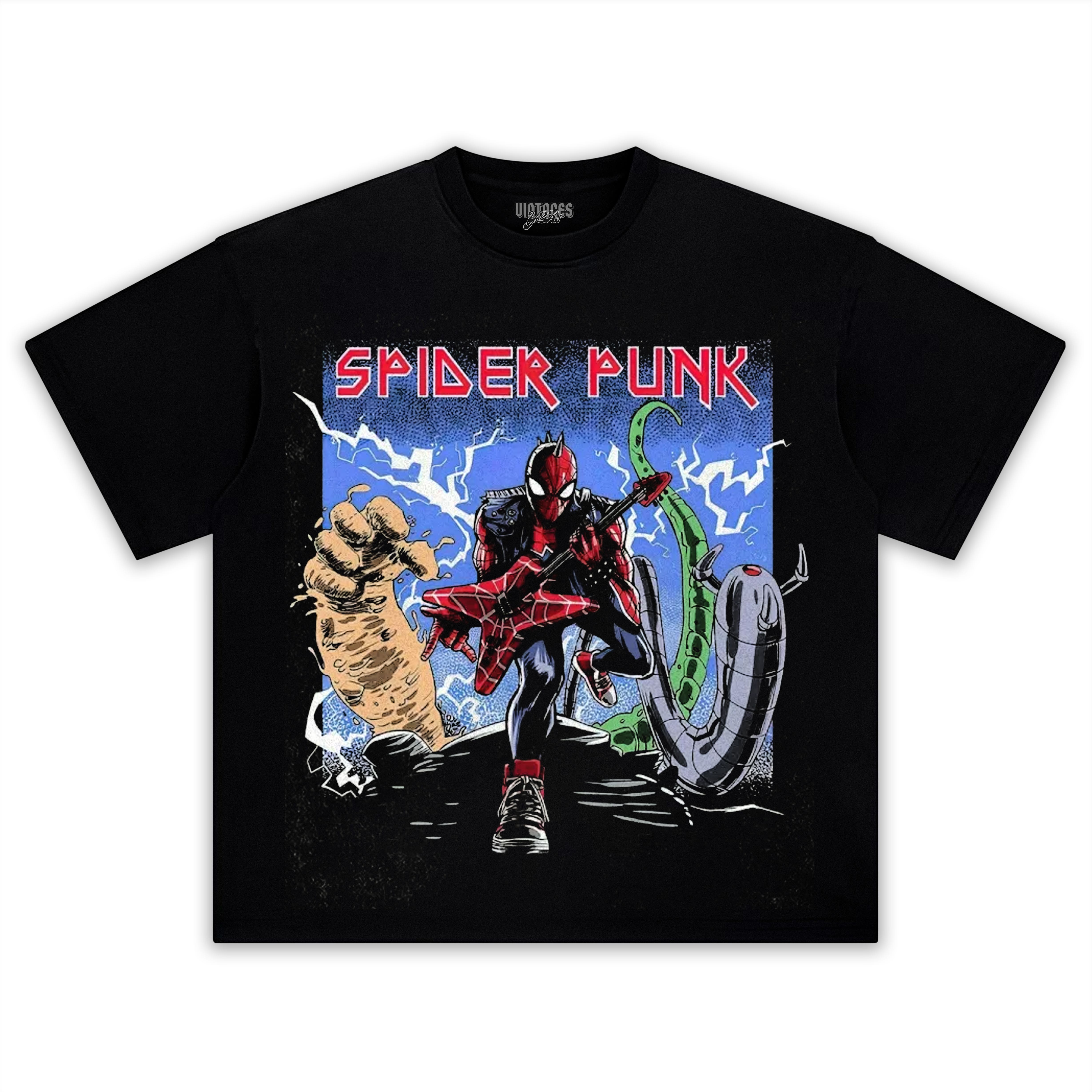 RETRO SPIDER PUNK PUNK-ROCK HERO TEE & LS & HOODIE