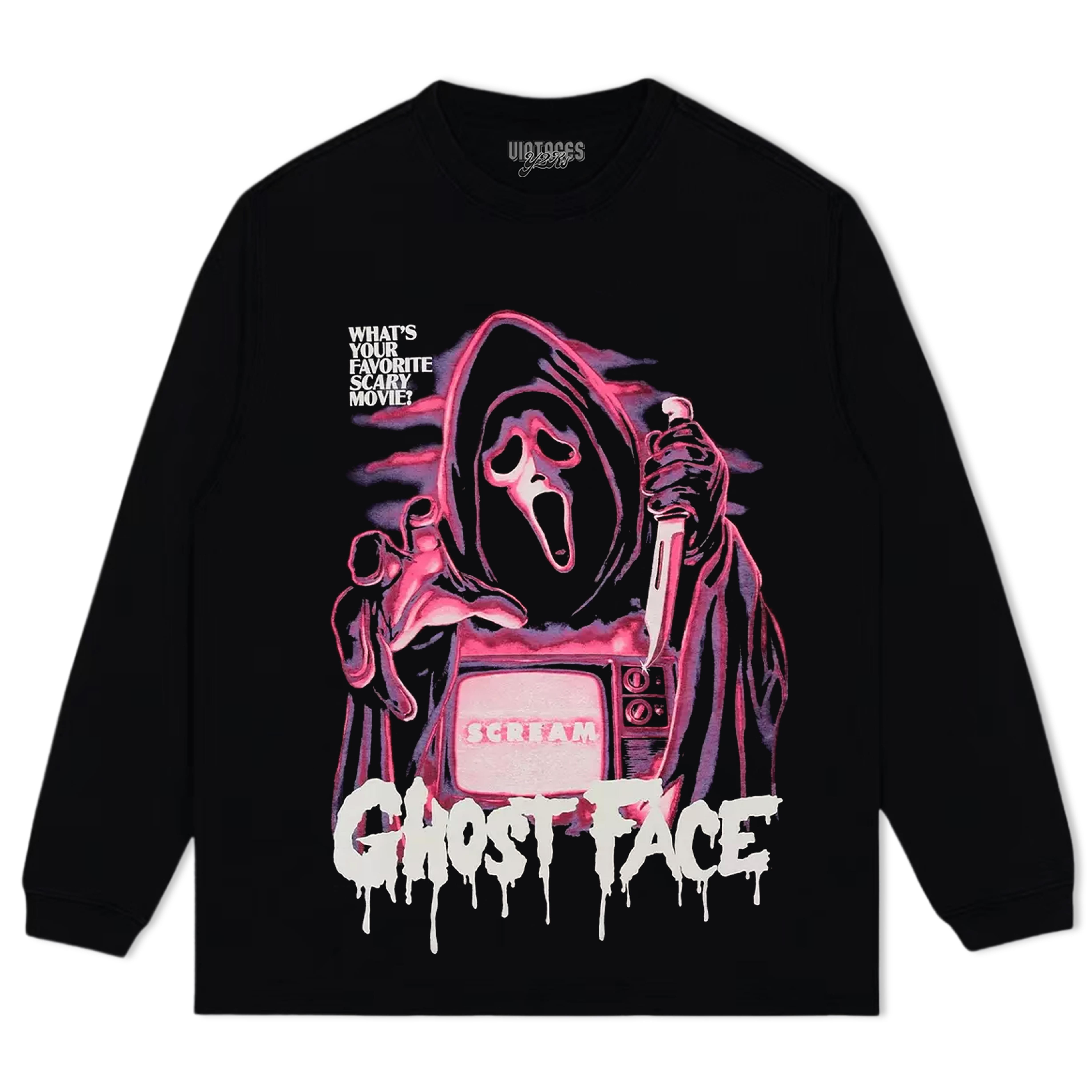 SCREAM GHOST FACE PINK TV TEE & LS & HOODIE