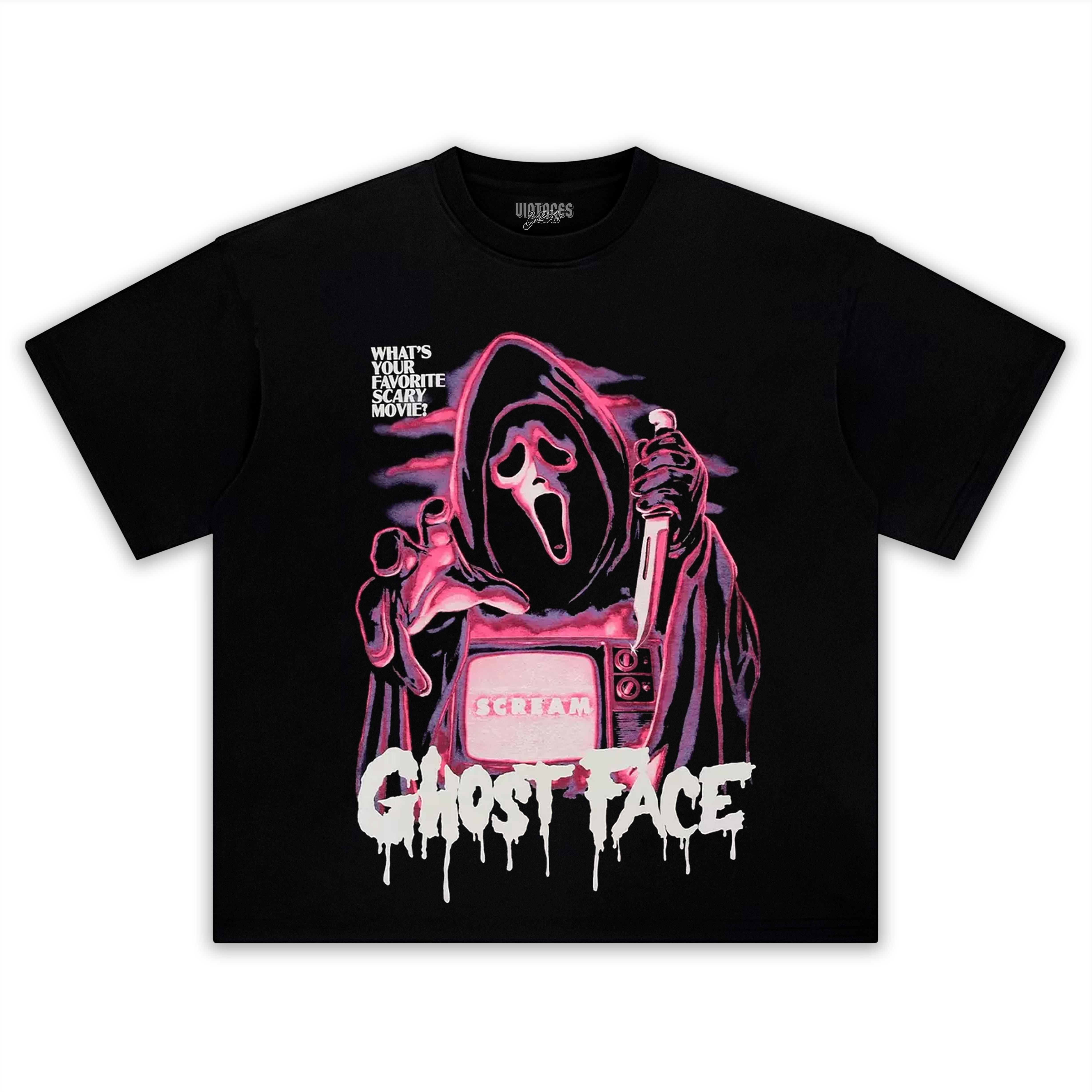 SCREAM GHOST FACE PINK TV TEE & LS & HOODIE
