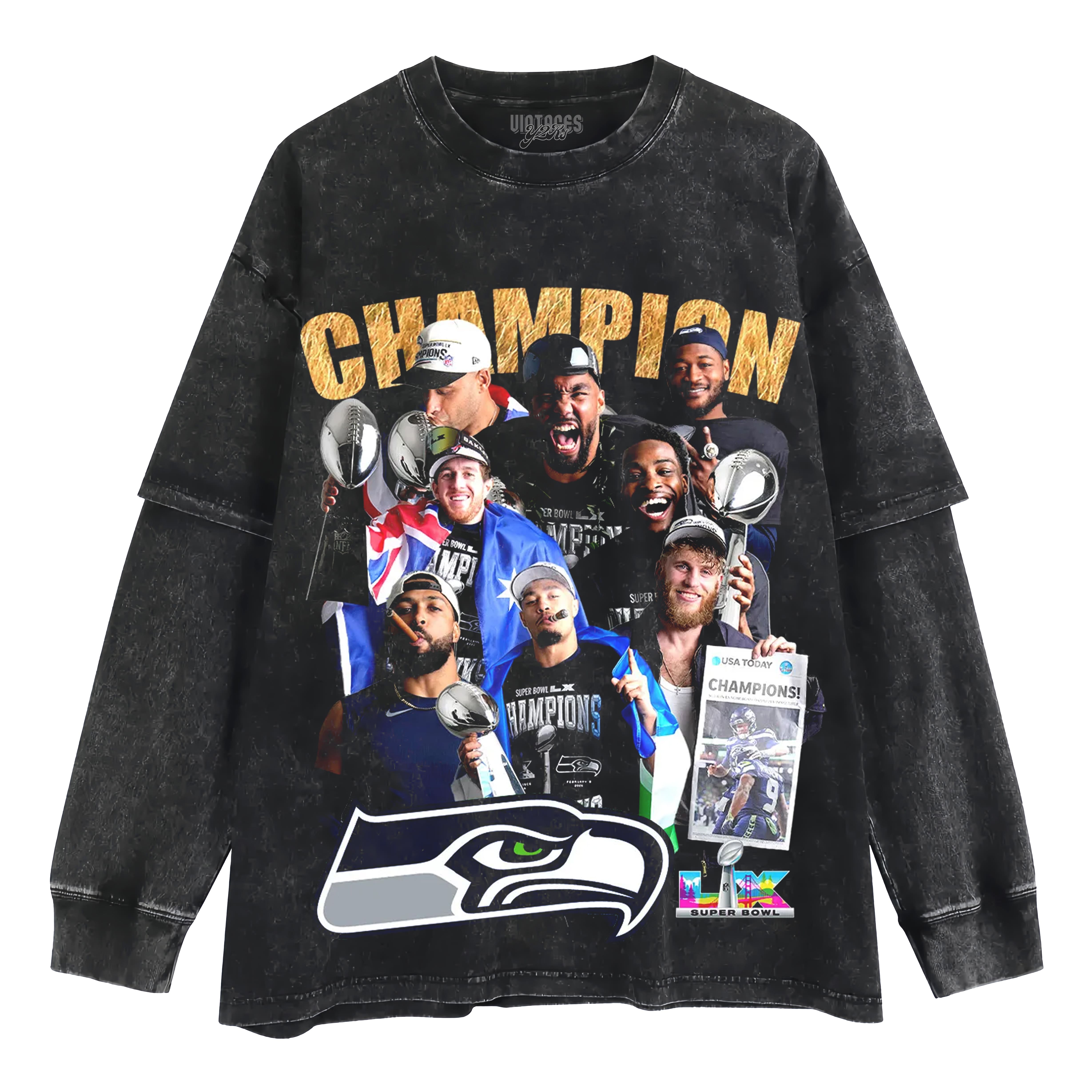 SEATTLE SEAHAWKS SUPER BOWL LX CHAMPION LAYERED LONG SLEEVE