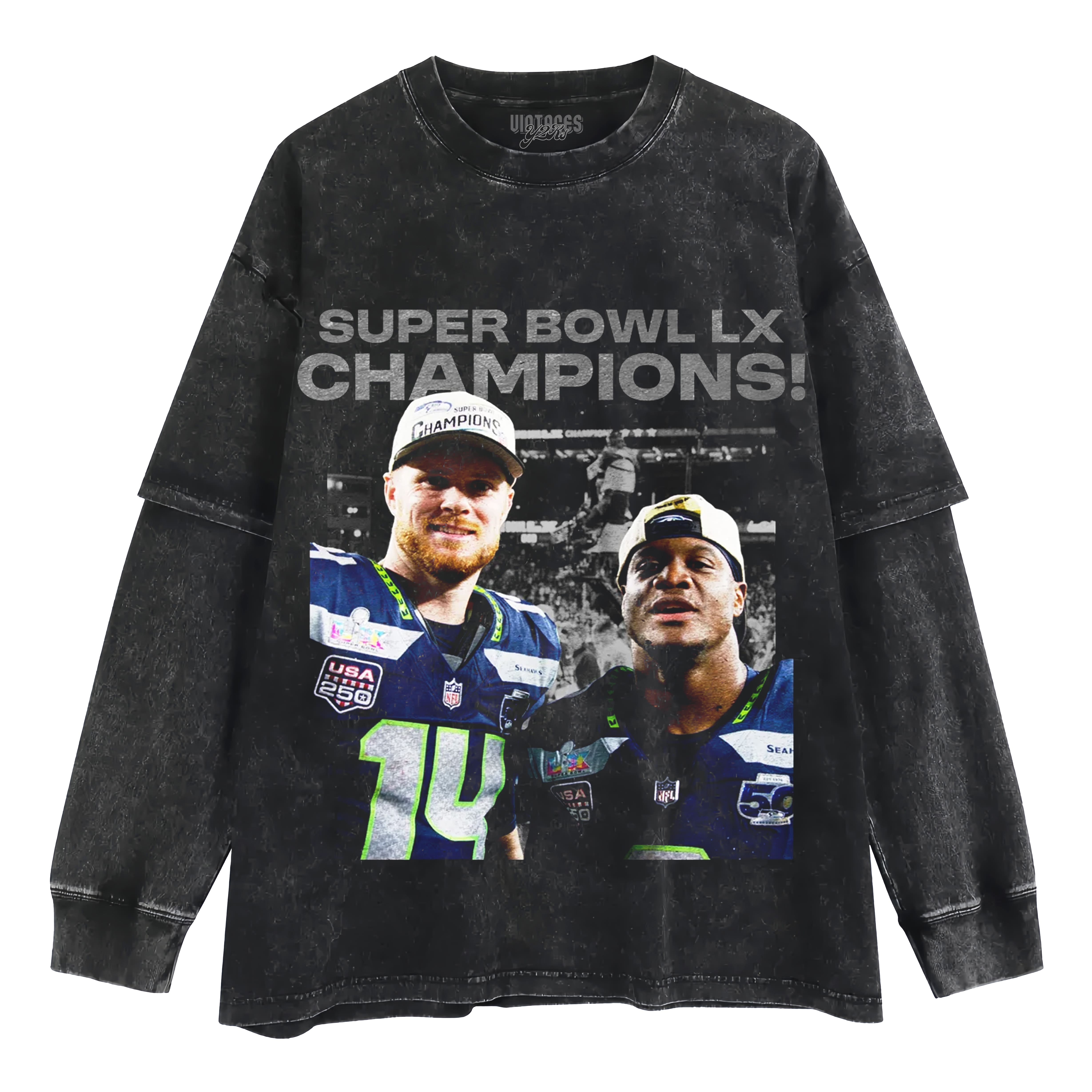 SEATTLE SEAHAWKS & SUPER BOWL LX CHAMPION V2 LAYERED LONG SLEEVE