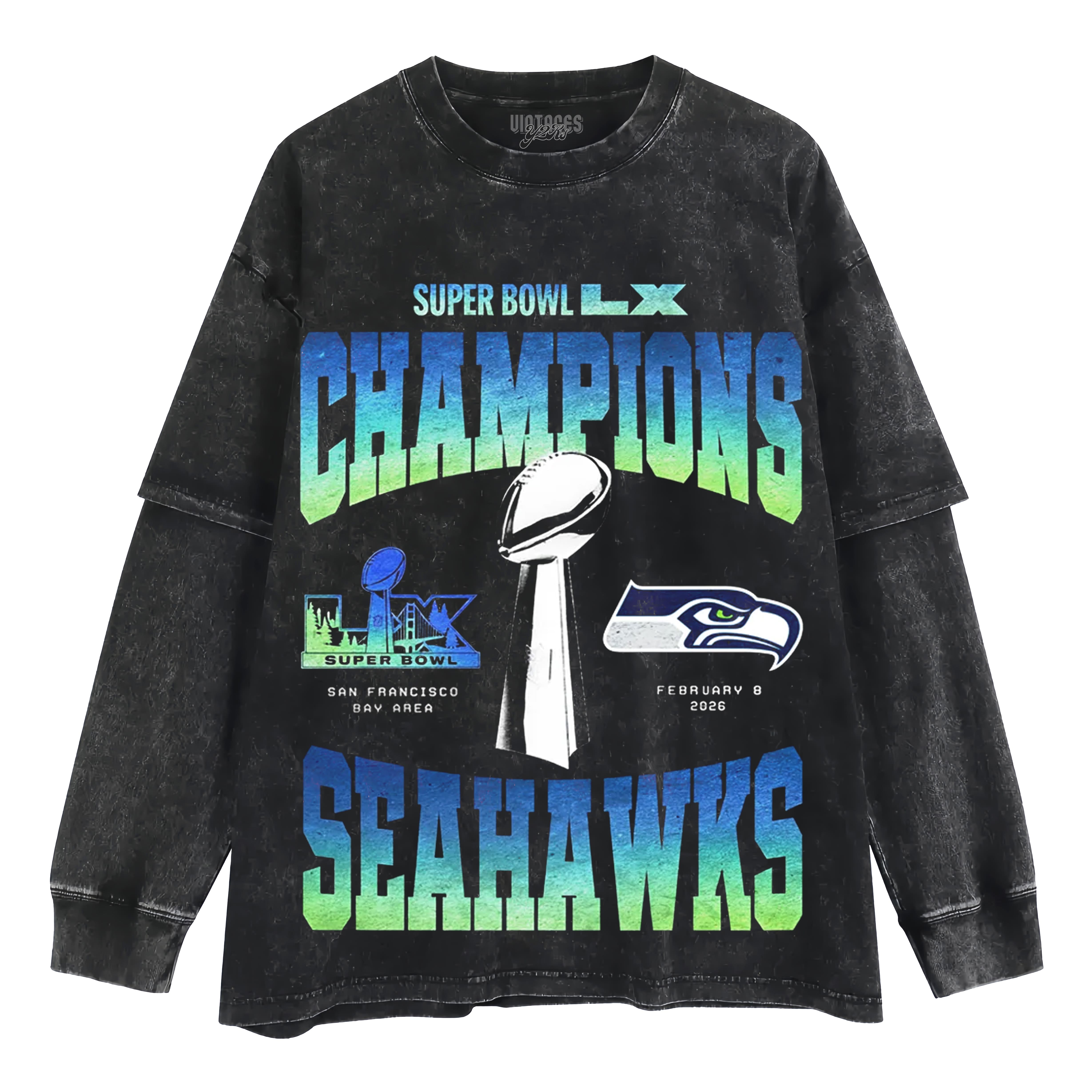 SEATTLE SEAHAWKS & SUPER BOWL LX CHAMPION V3 LAYERED LONG SLEEVE