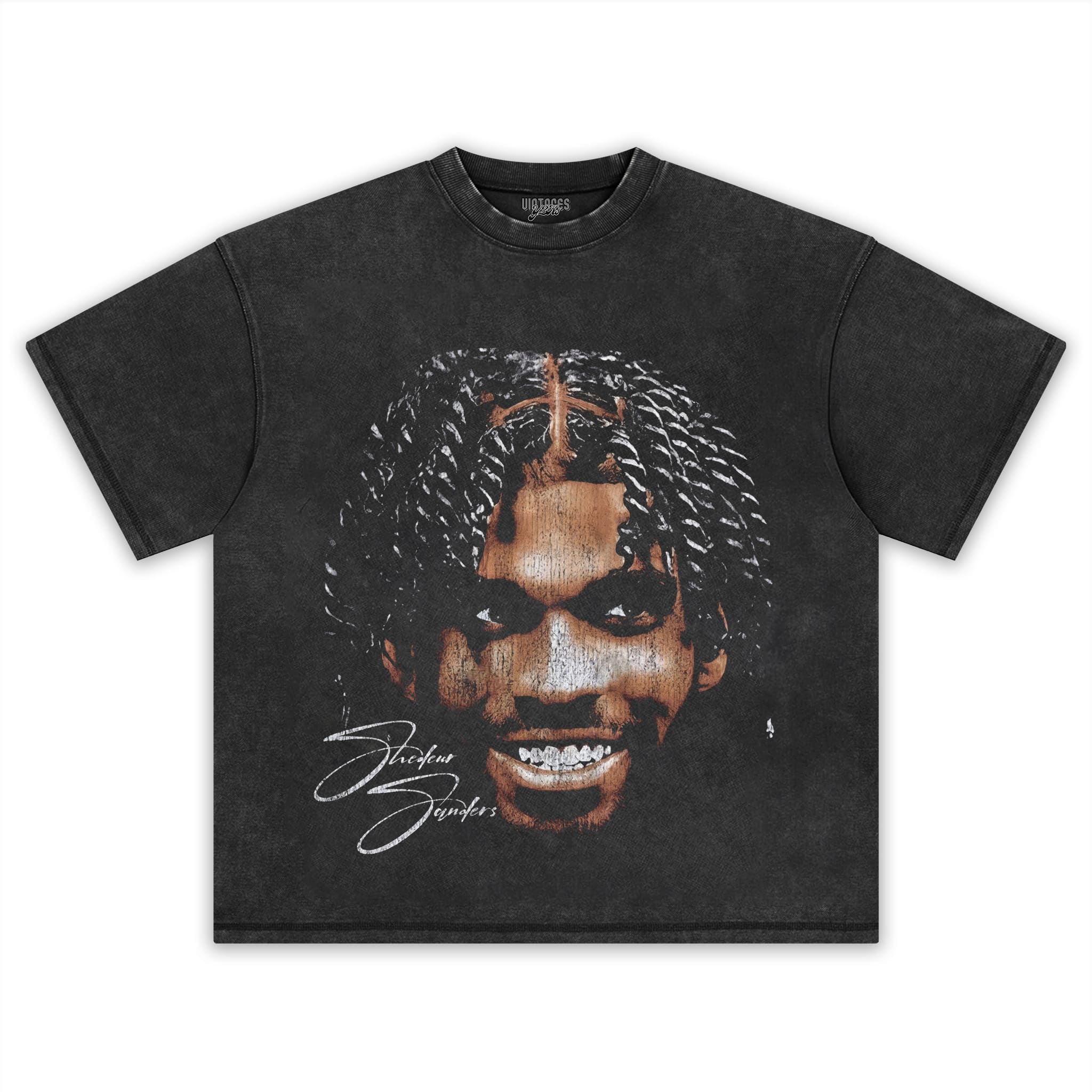 SHEDEUR SANDERS BIG FACE GRUNGE TANK TOP & TEE & LONG SLEEVE & LAYERED LS & HOODIE