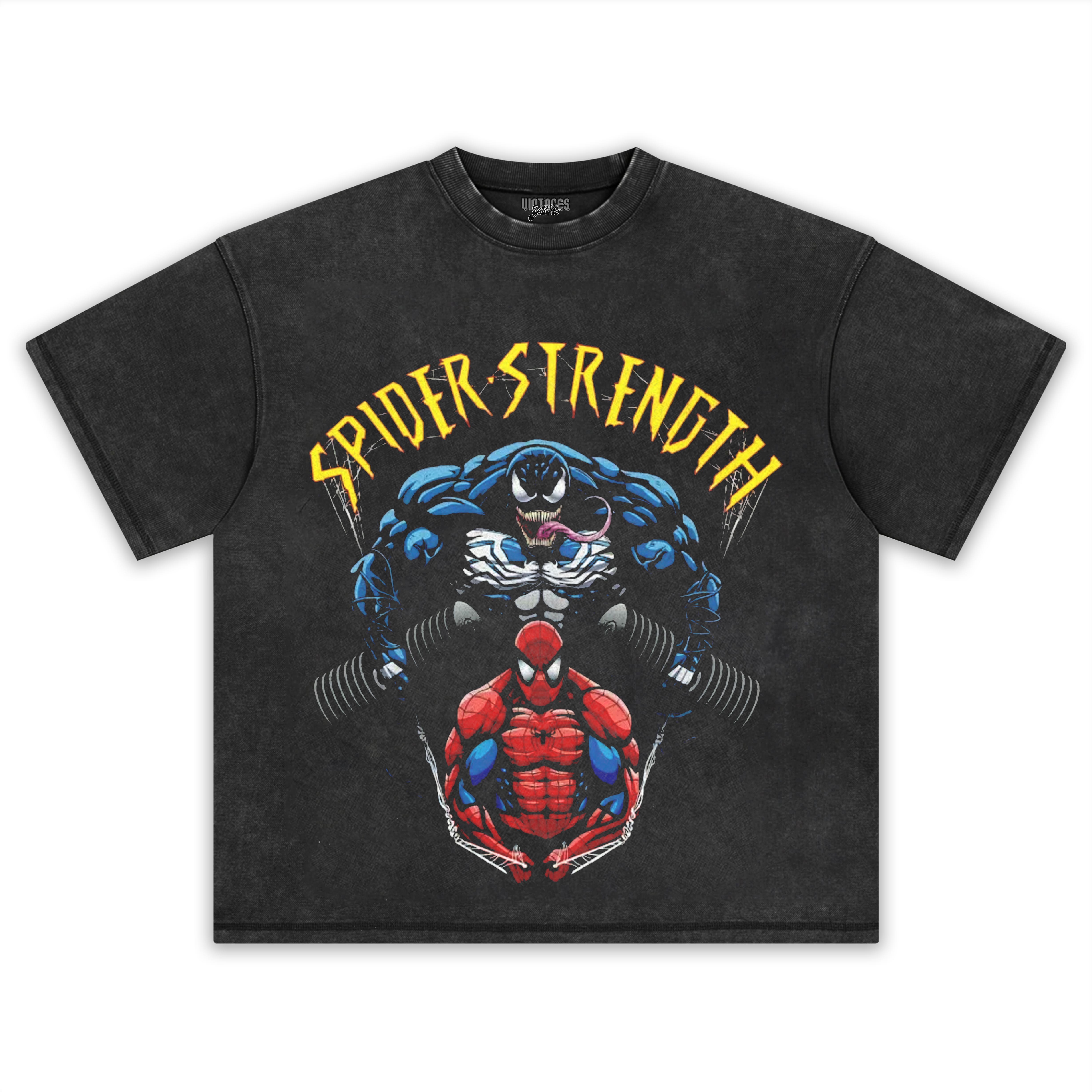 SPIDER STRENGTH GYM-THEMED TEE & LS & HOODIE