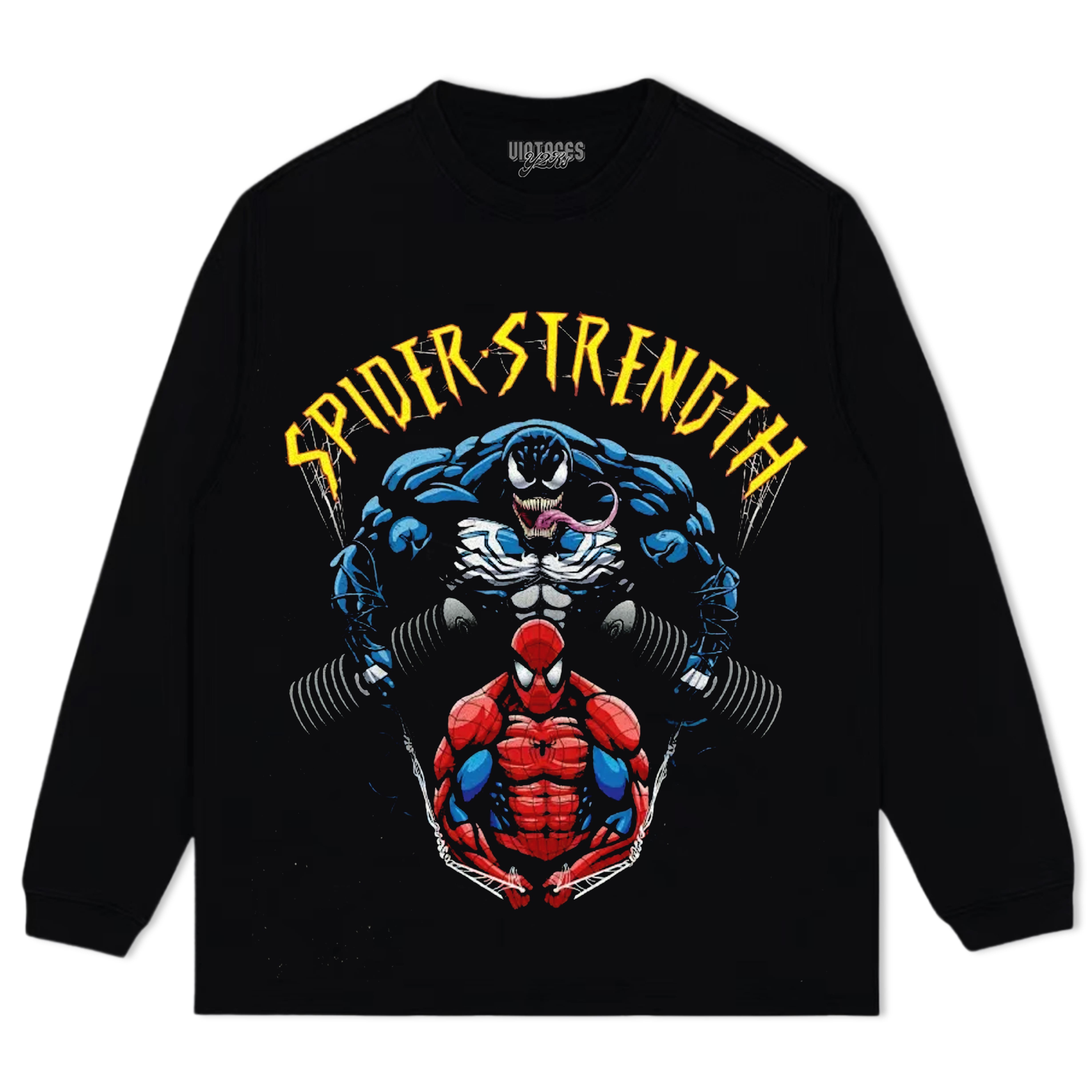 SPIDER STRENGTH GYM-THEMED TEE & LS & HOODIE