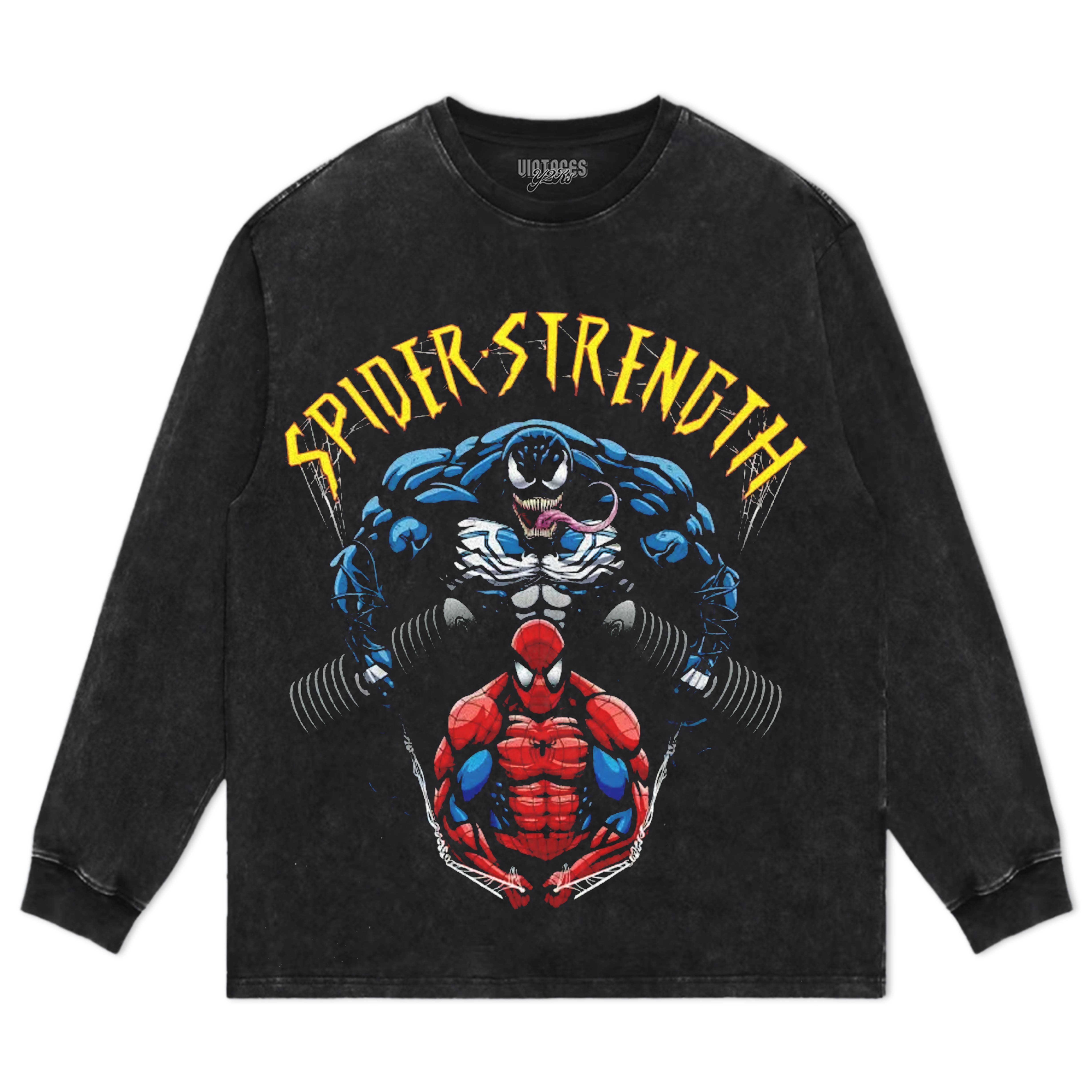 SPIDER STRENGTH GYM-THEMED TEE & LS & HOODIE