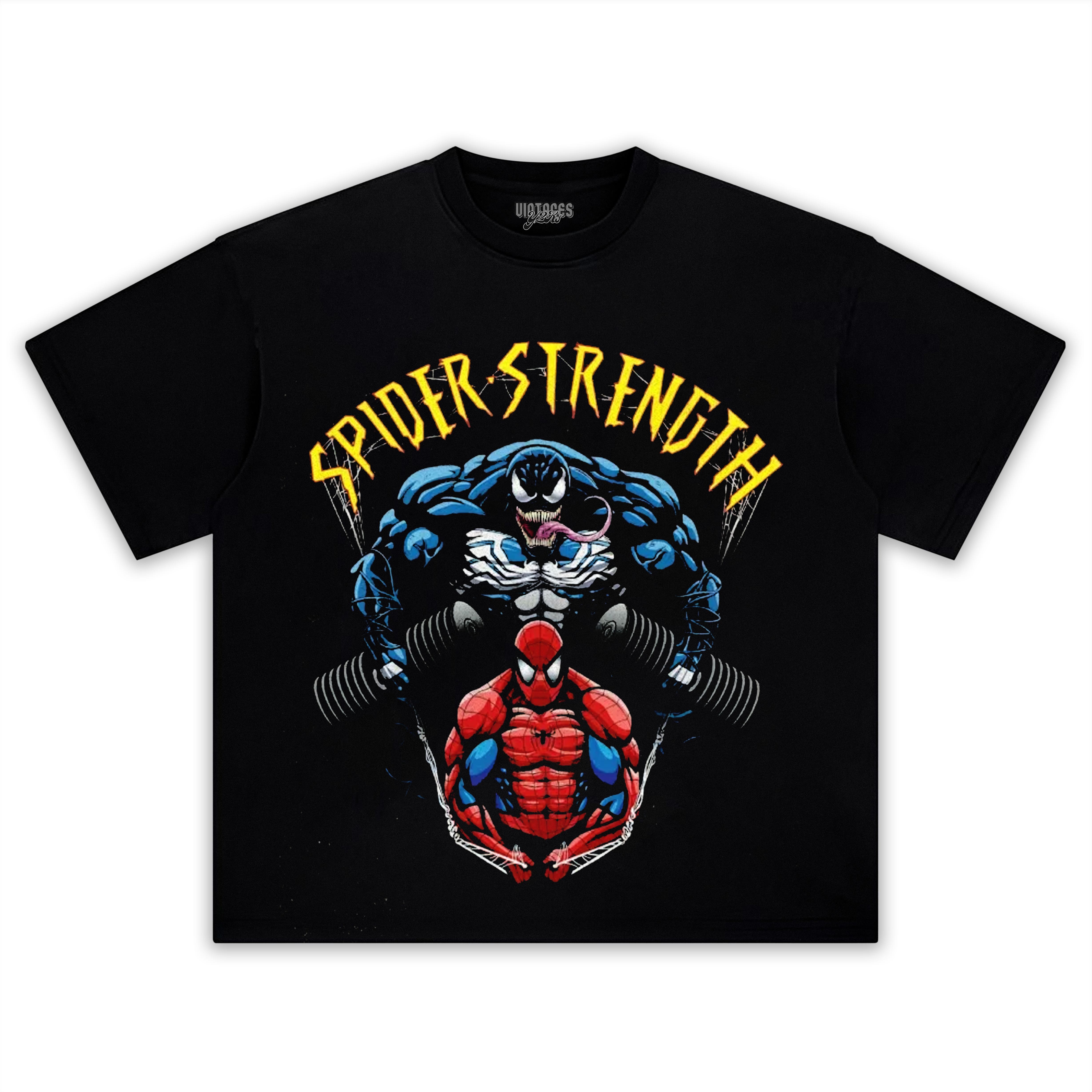 SPIDER STRENGTH GYM-THEMED TEE & LS & HOODIE