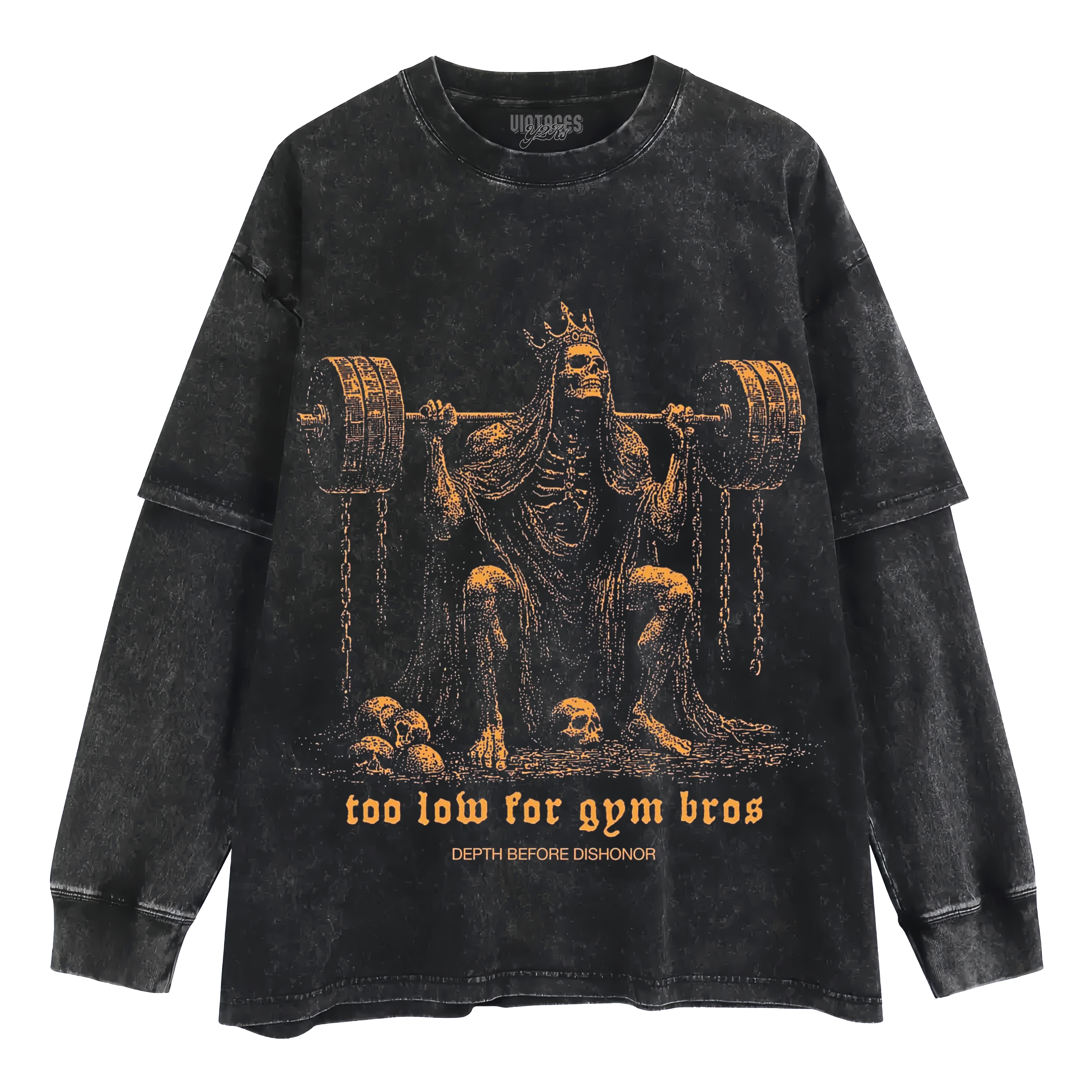 TOO LOW FOR GYM BROS GOLD V2 TANK TOP & TEE & LONG SLEEVE & LAYERED LS & HOODIE