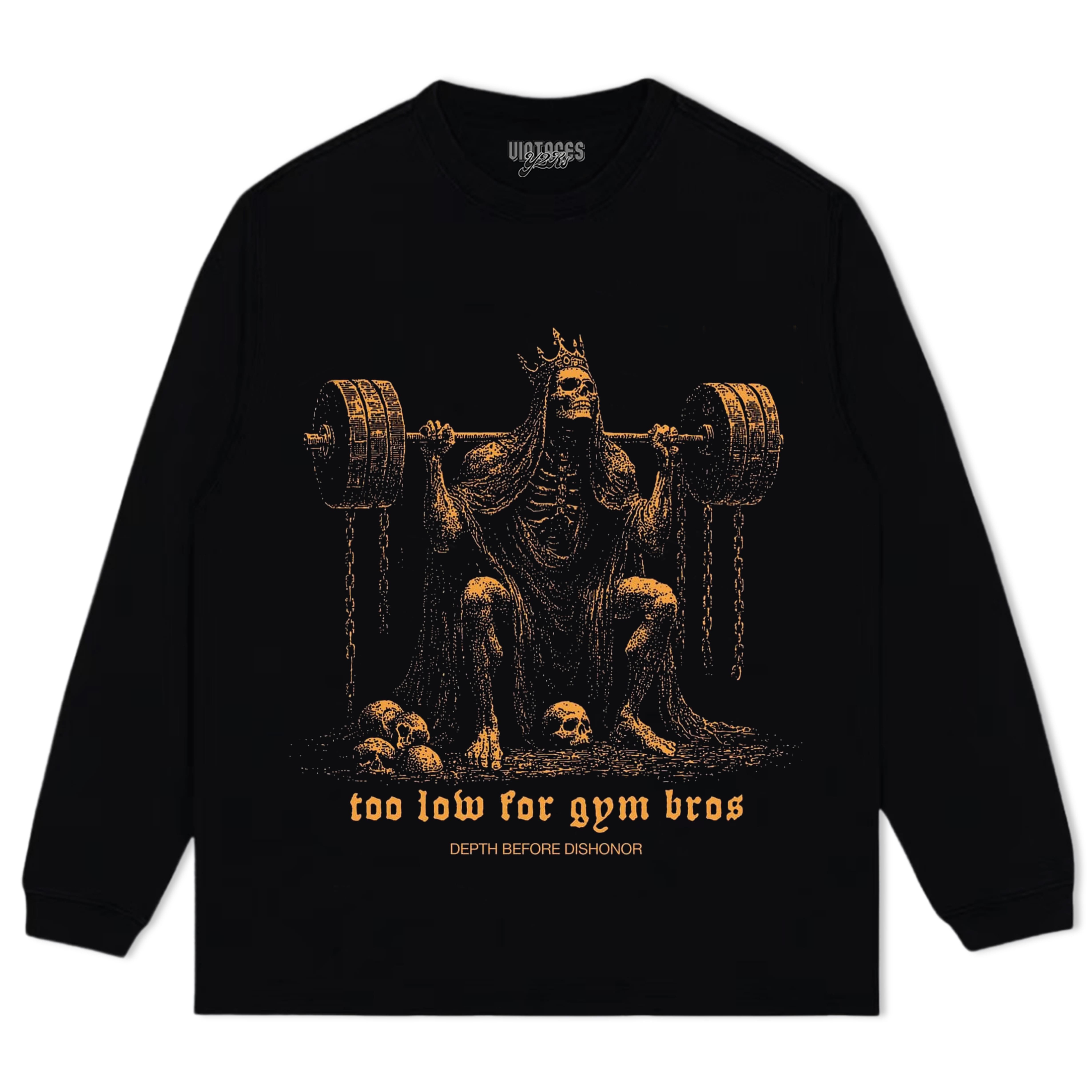 TOO LOW FOR GYM BROS GOLD V2 TANK TOP & TEE & LONG SLEEVE & LAYERED LS & HOODIE
