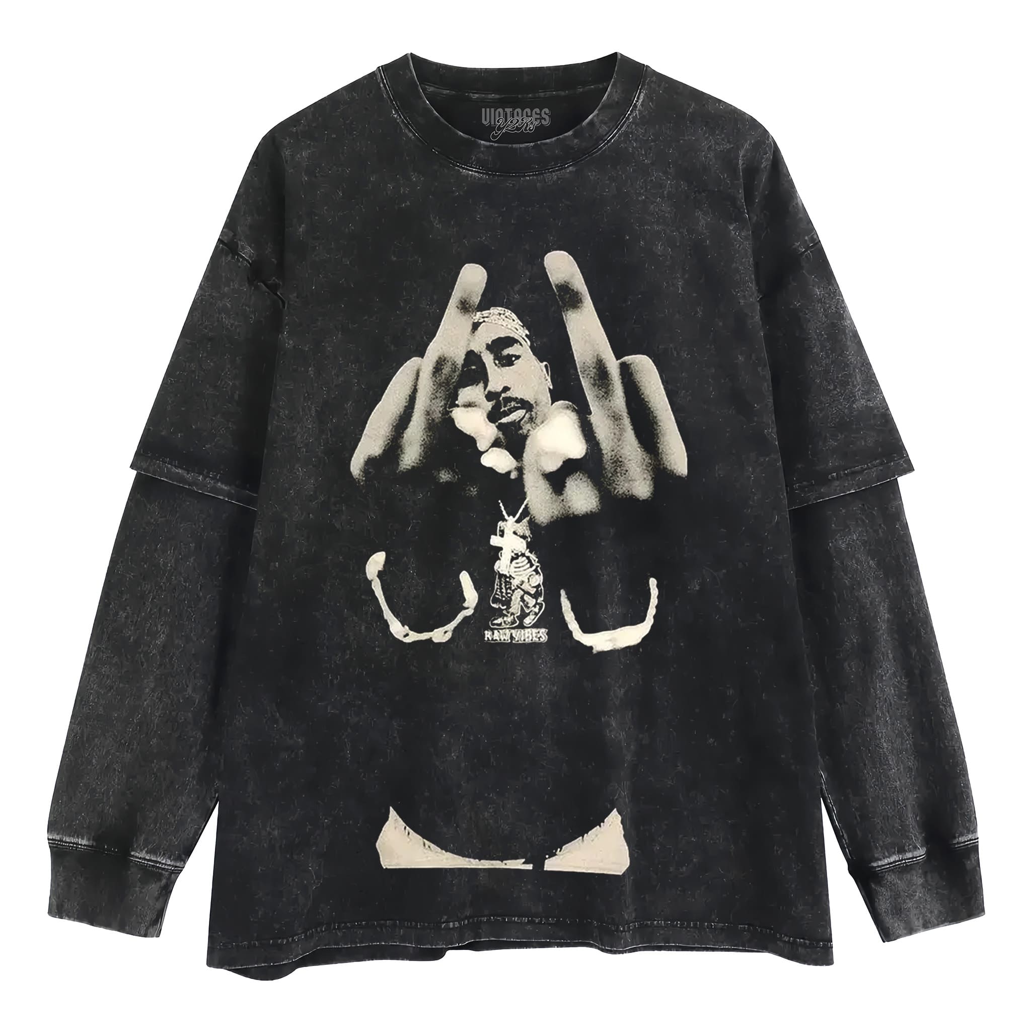 TUPAC MIDDLE FINGERS TANK TOP & TEE & LONG SLEEVE & LAYERED LS & HOODIE