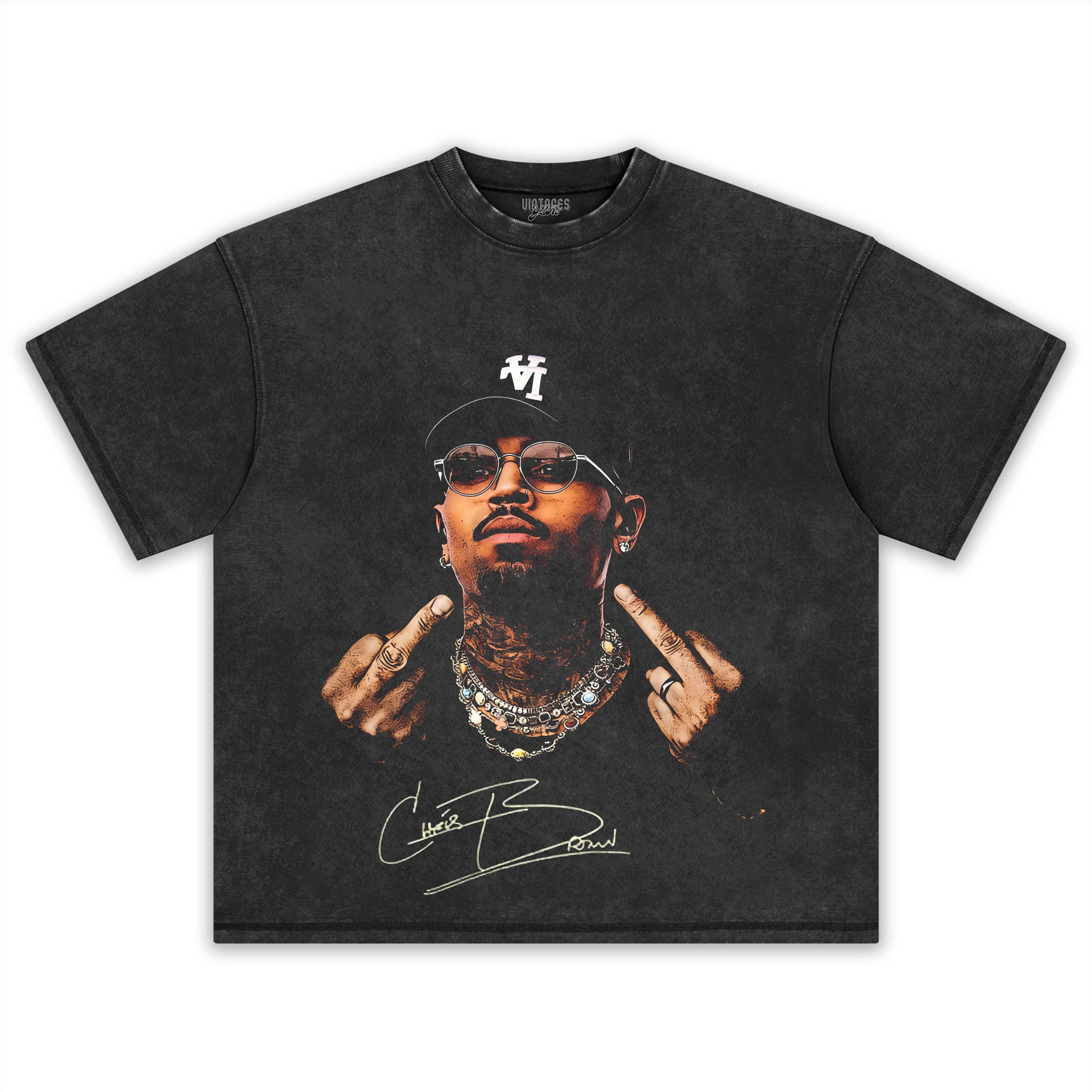 VINTAGE CHRIS BROWN MIDDLE FINGER TEE & LS & HOODIE