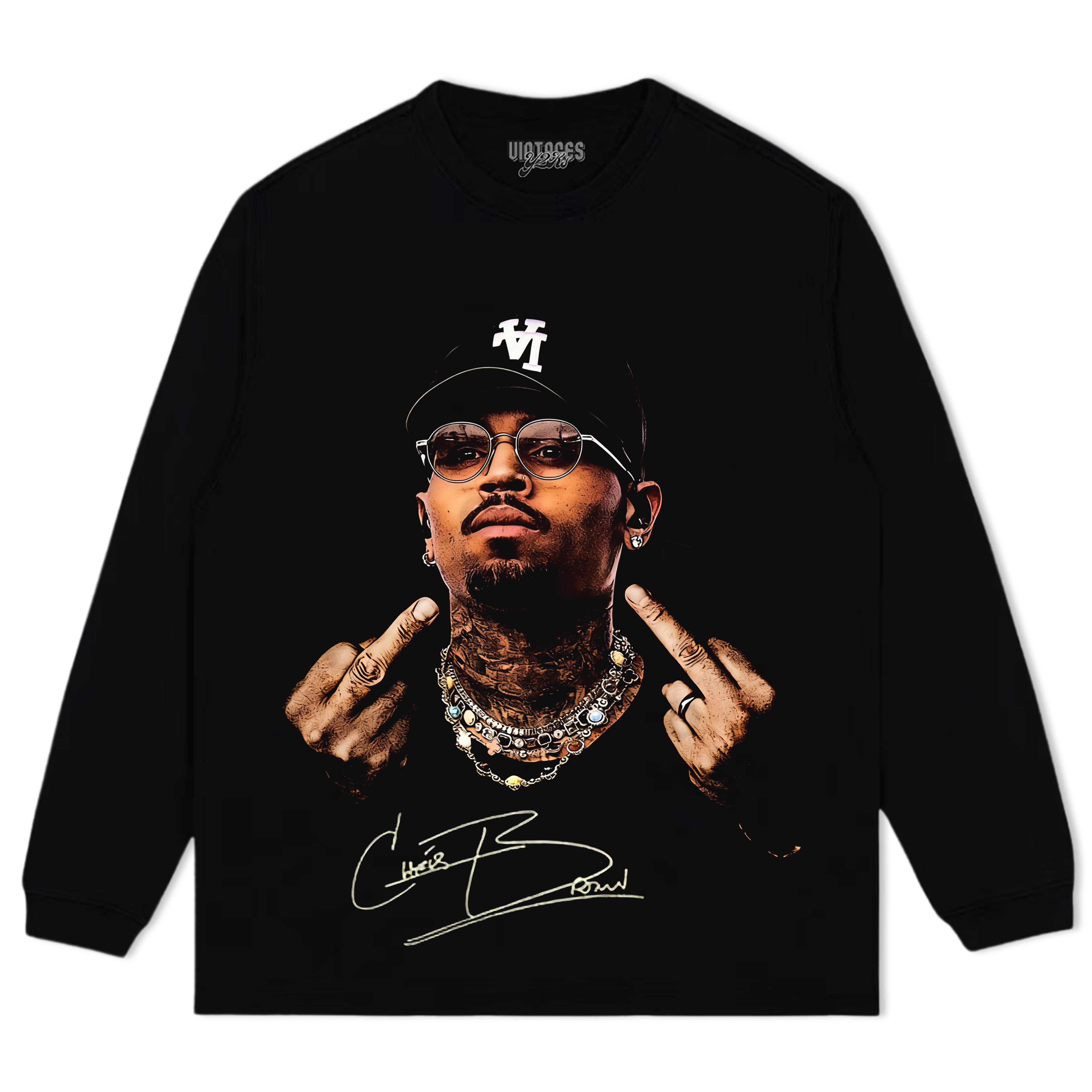 VINTAGE CHRIS BROWN MIDDLE FINGER TEE & LS & HOODIE