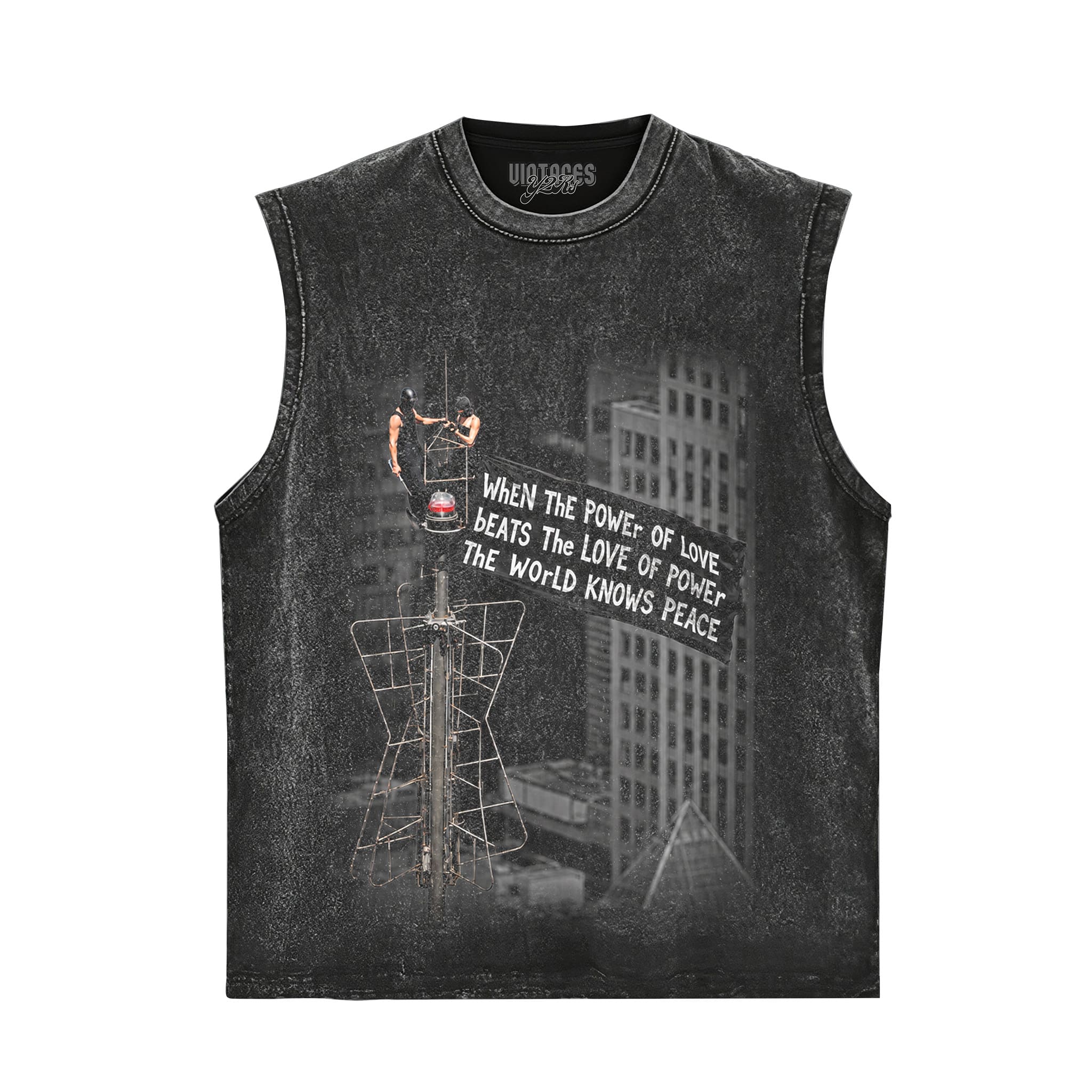 WHEN THE POWER OF LOVE BEATS THE LOVE OF POWER, THE WORLD KNOWS PEACE TANK TOP & TEE & LONG SLEEVE & LAYERED LS & HOODIE