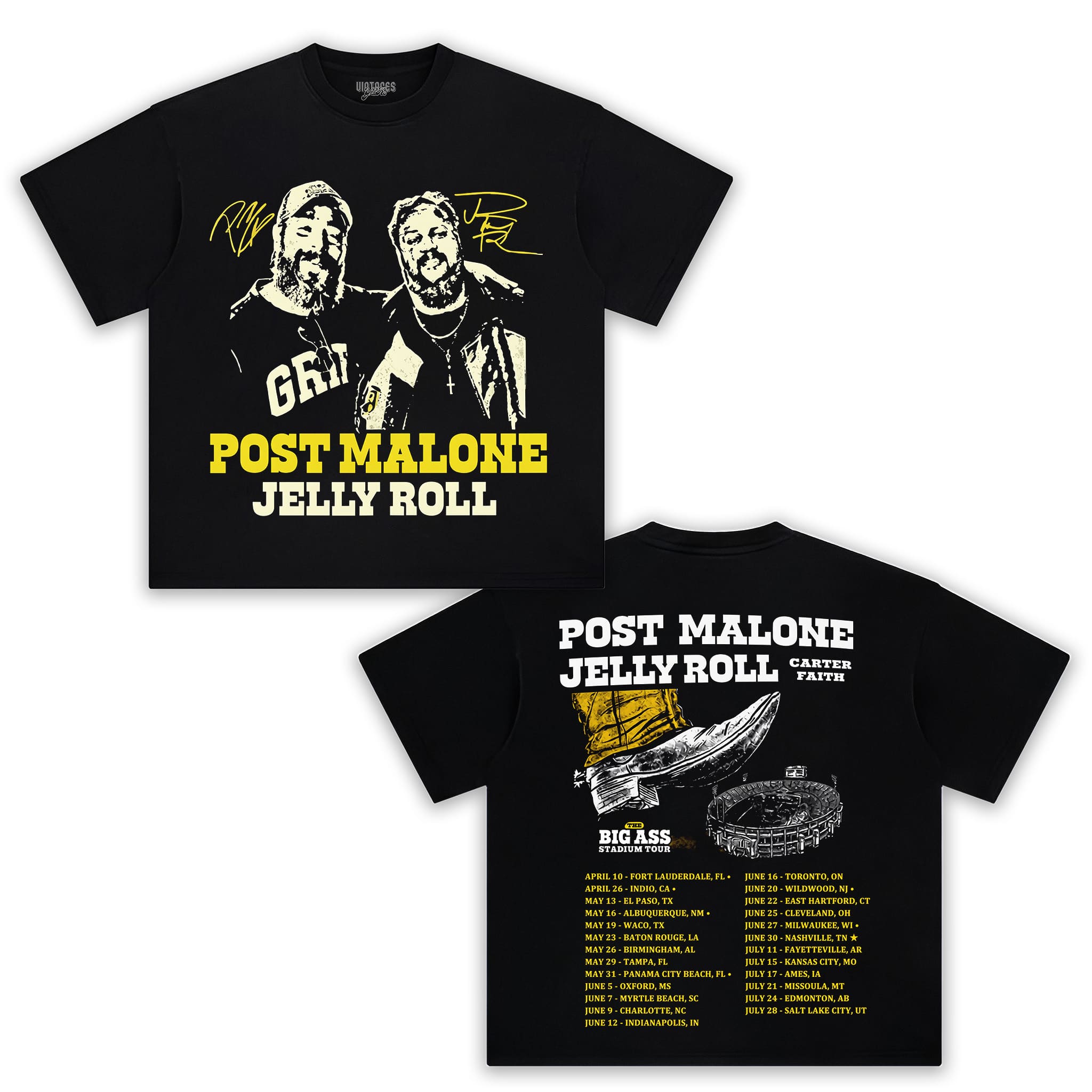 POST MALONE AND JELLY ROLL THE BIG ASS STADIUM TOUR 2026 TEE