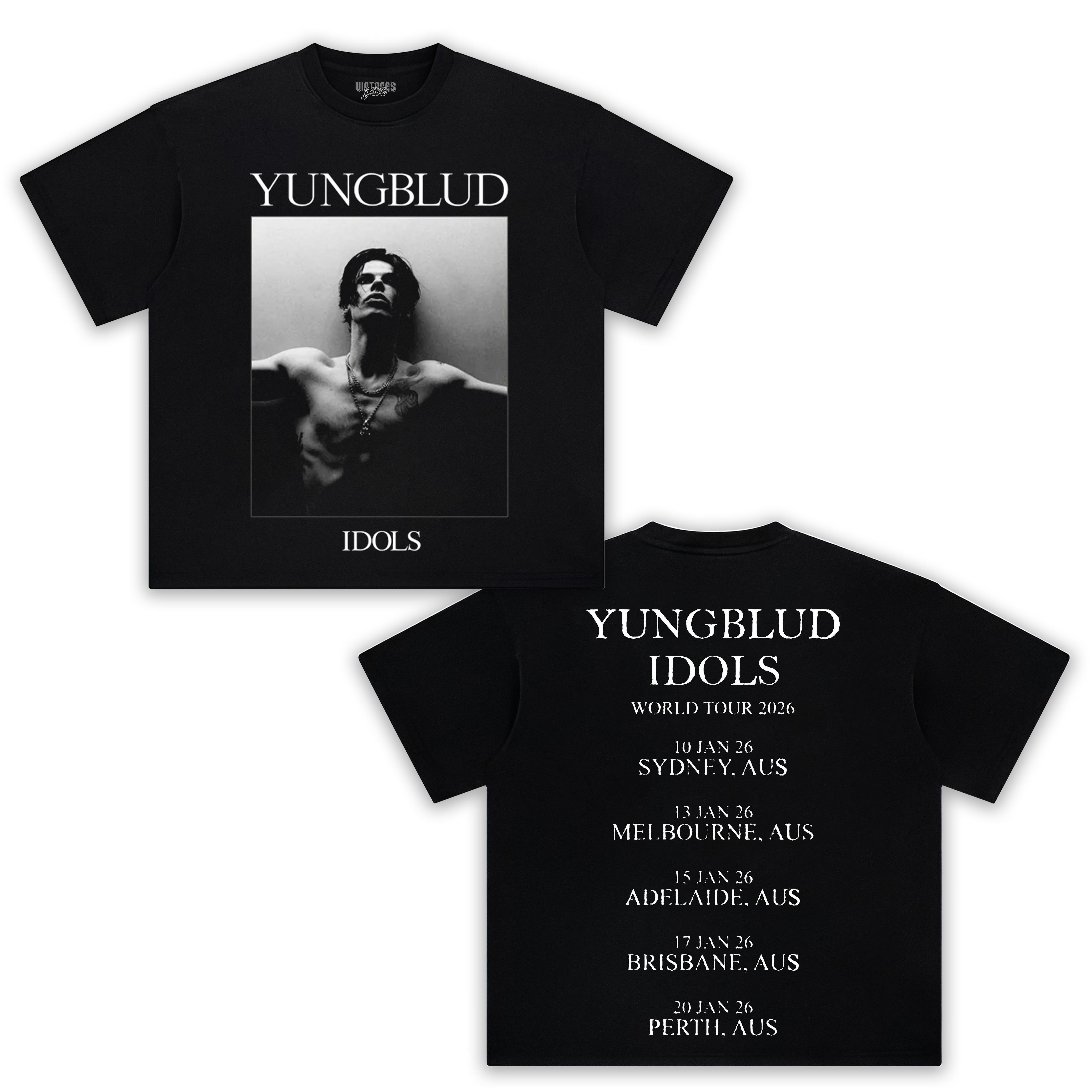 YUNGBLUD IDOLS 2026 AUS TOUR - ALBUM COVER-WASHED TEE